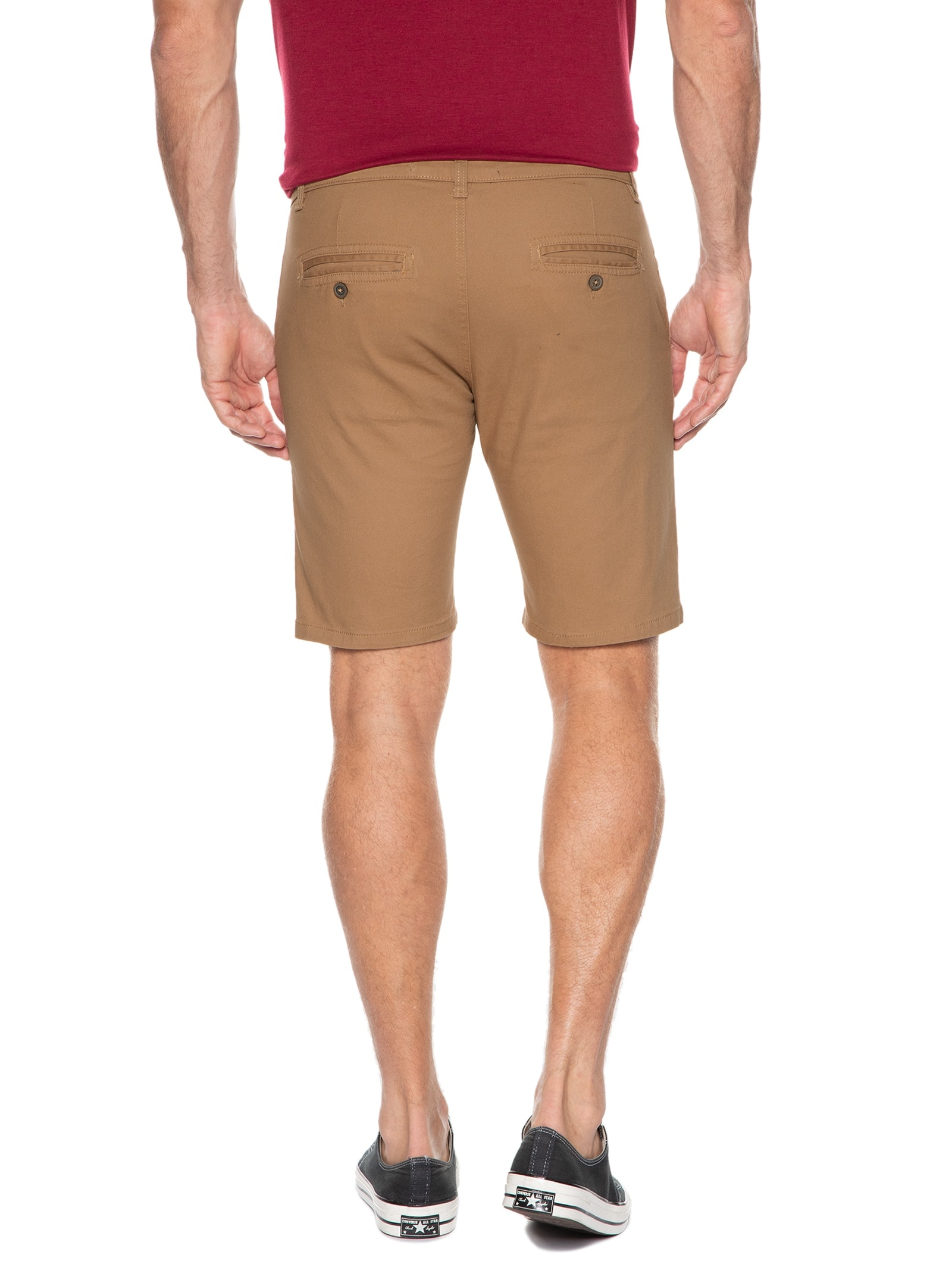 Bermuda Masculina Em sarja Básica Bege Basiq Men