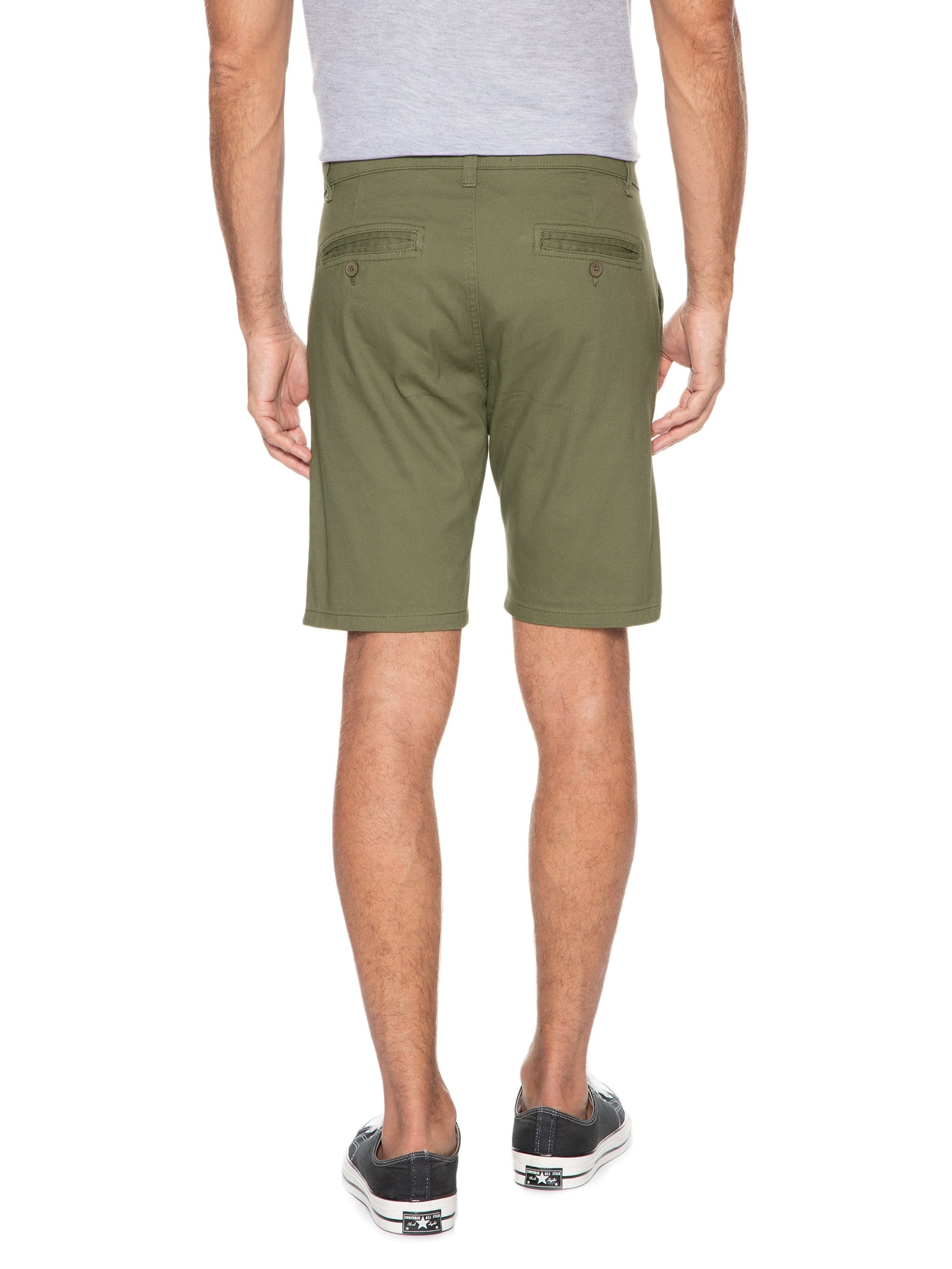  Bermuda Masculina Em sarja Básica Verde Basiq Men