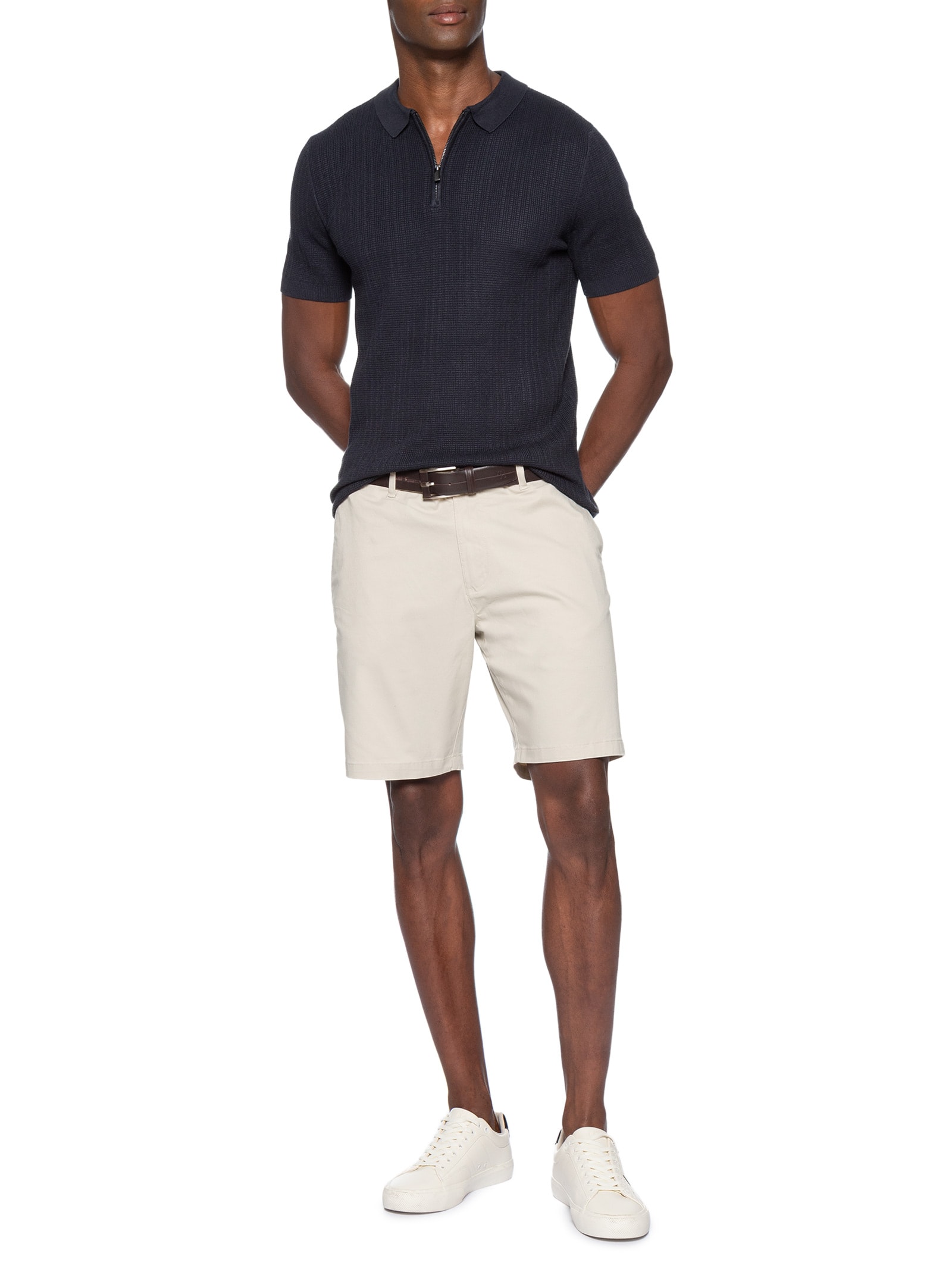 Bermuda Masculina em Sarja Bolsa Faca – Bege '2 Essential