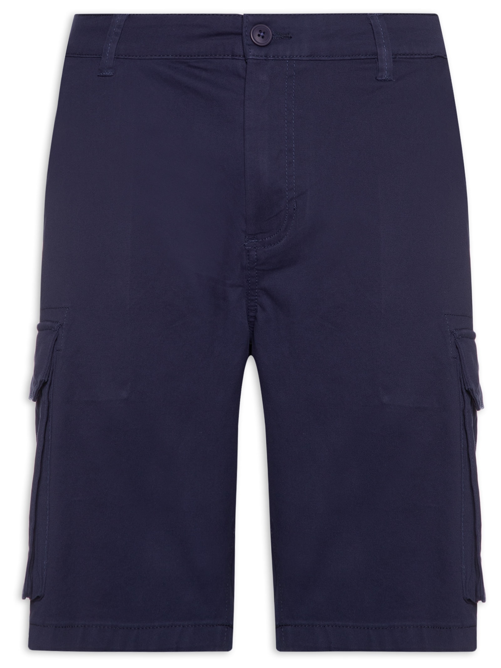 Bermuda Masculina Em Sarja Cargo Azul Basiq Men