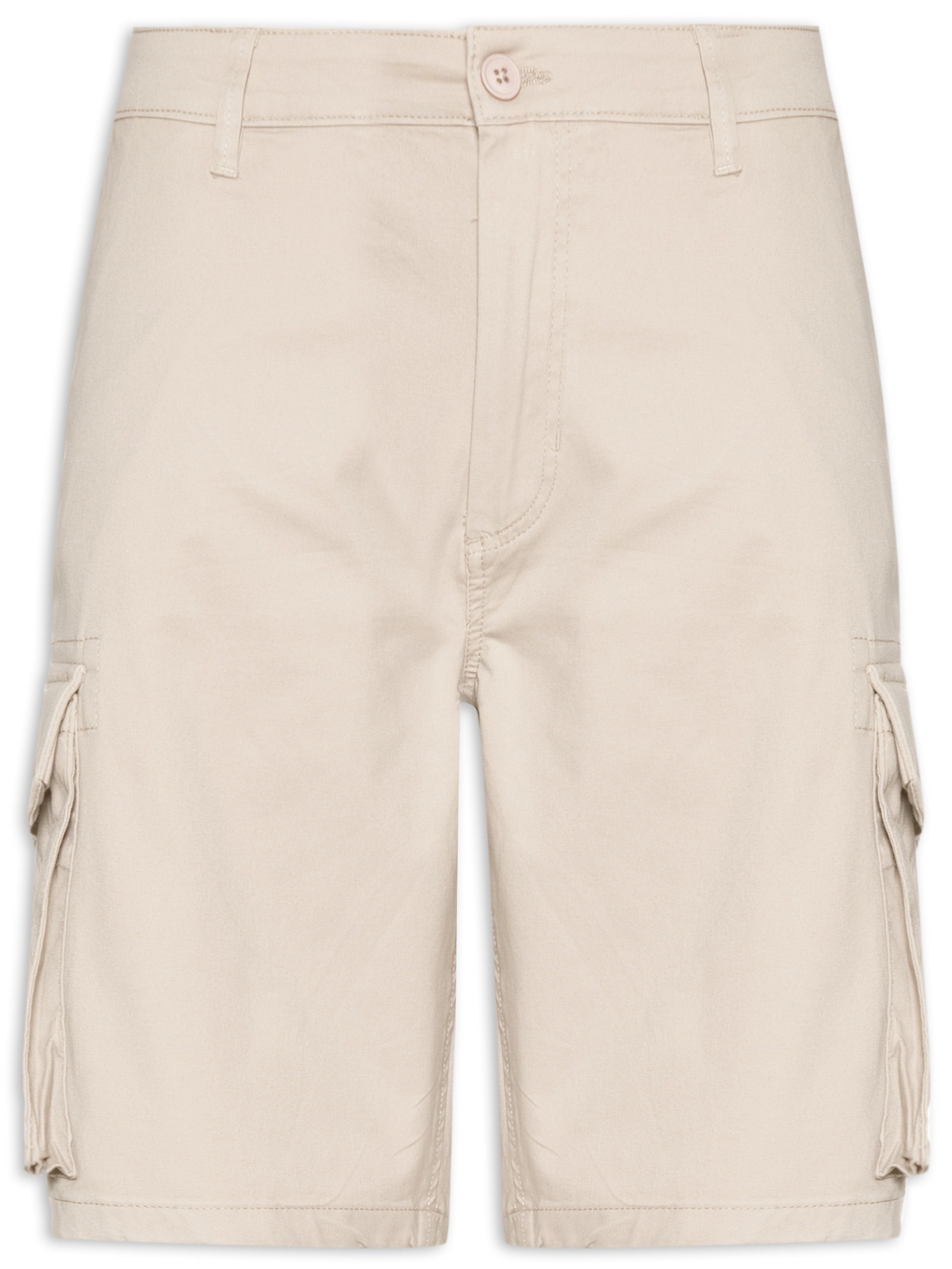 Bermuda Masculina Em Sarja Cargo Bege Basiq Men