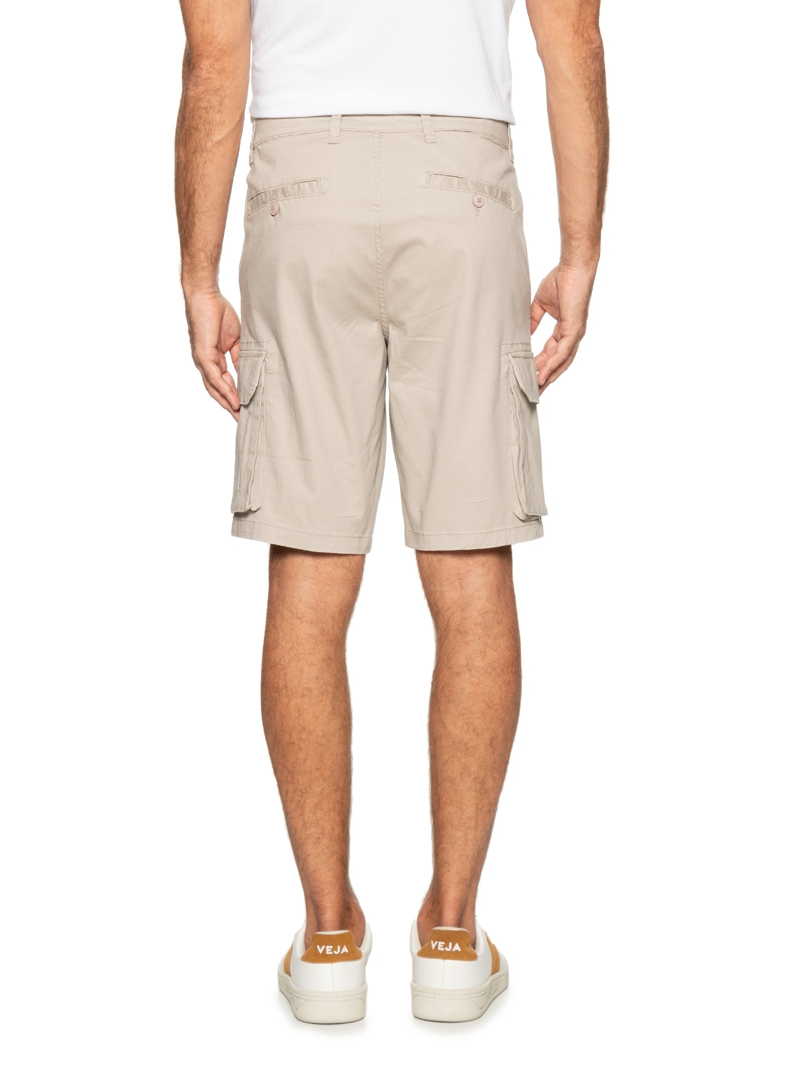Bermuda Masculina Em Sarja Cargo Bege Basiq Men