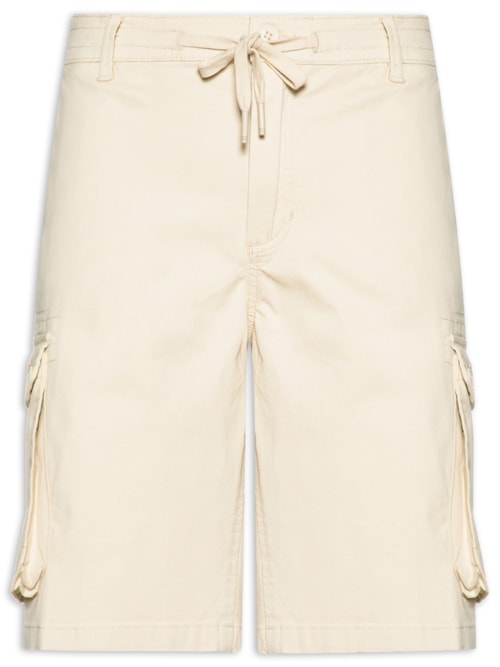 Bermuda Masculina Em Sarja Cargo – Bege