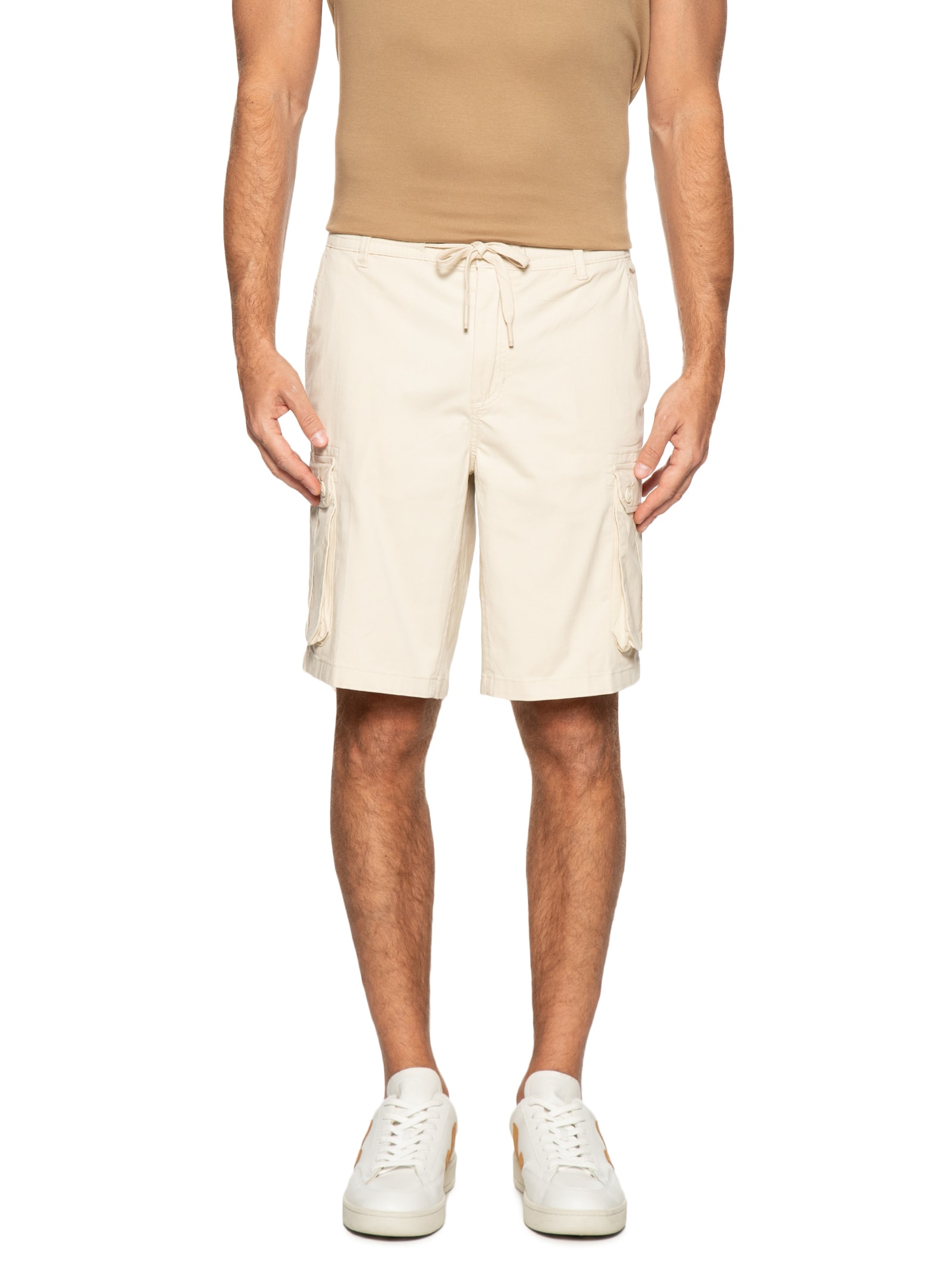 Bermuda Masculina Em Sarja Cargo Bege Basiq Men