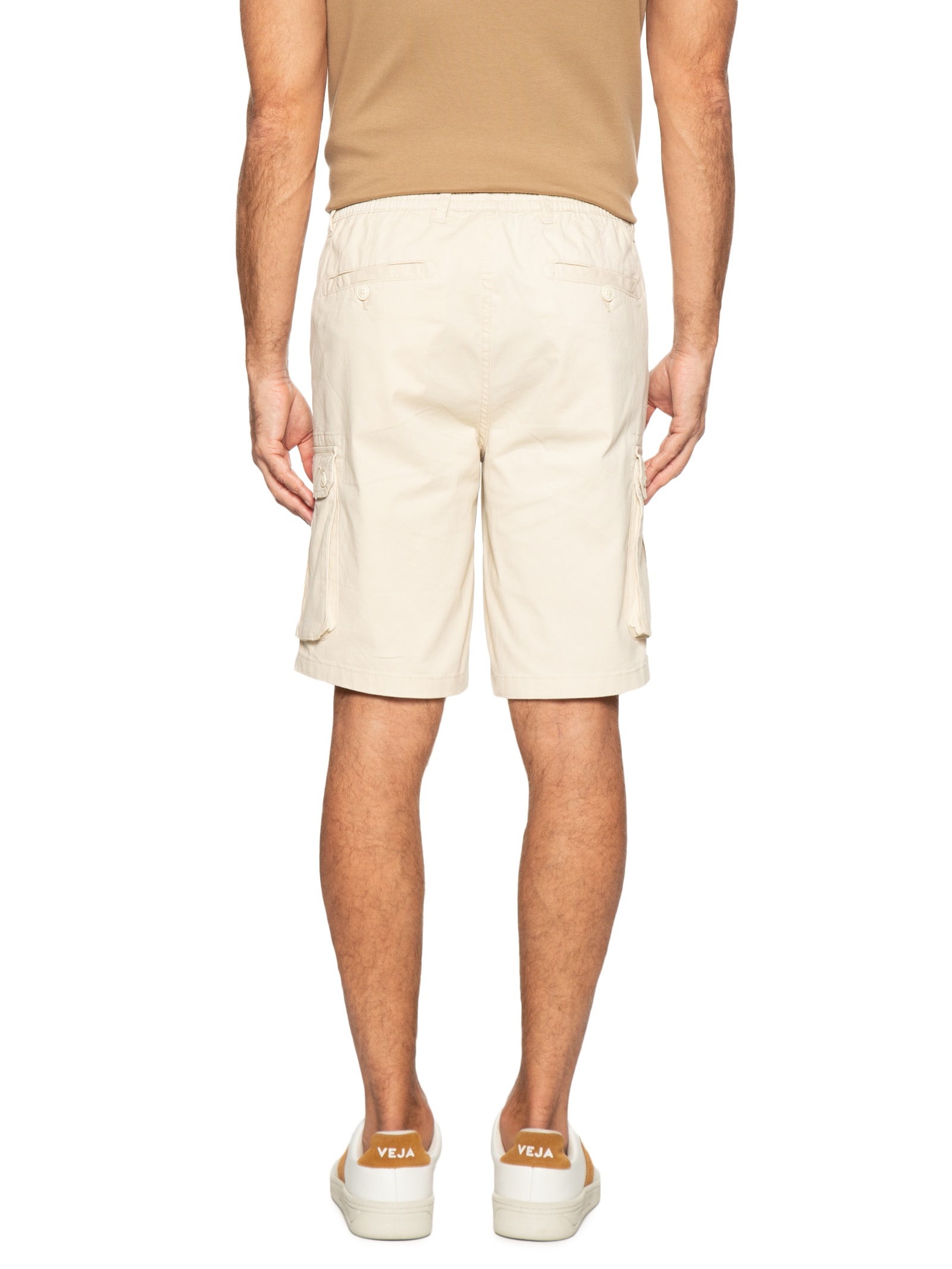 Bermuda Masculina Em Sarja Cargo Bege Basiq Men