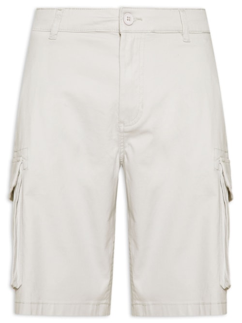 Bermuda Masculina Em Sarja Cargo – Cinza
