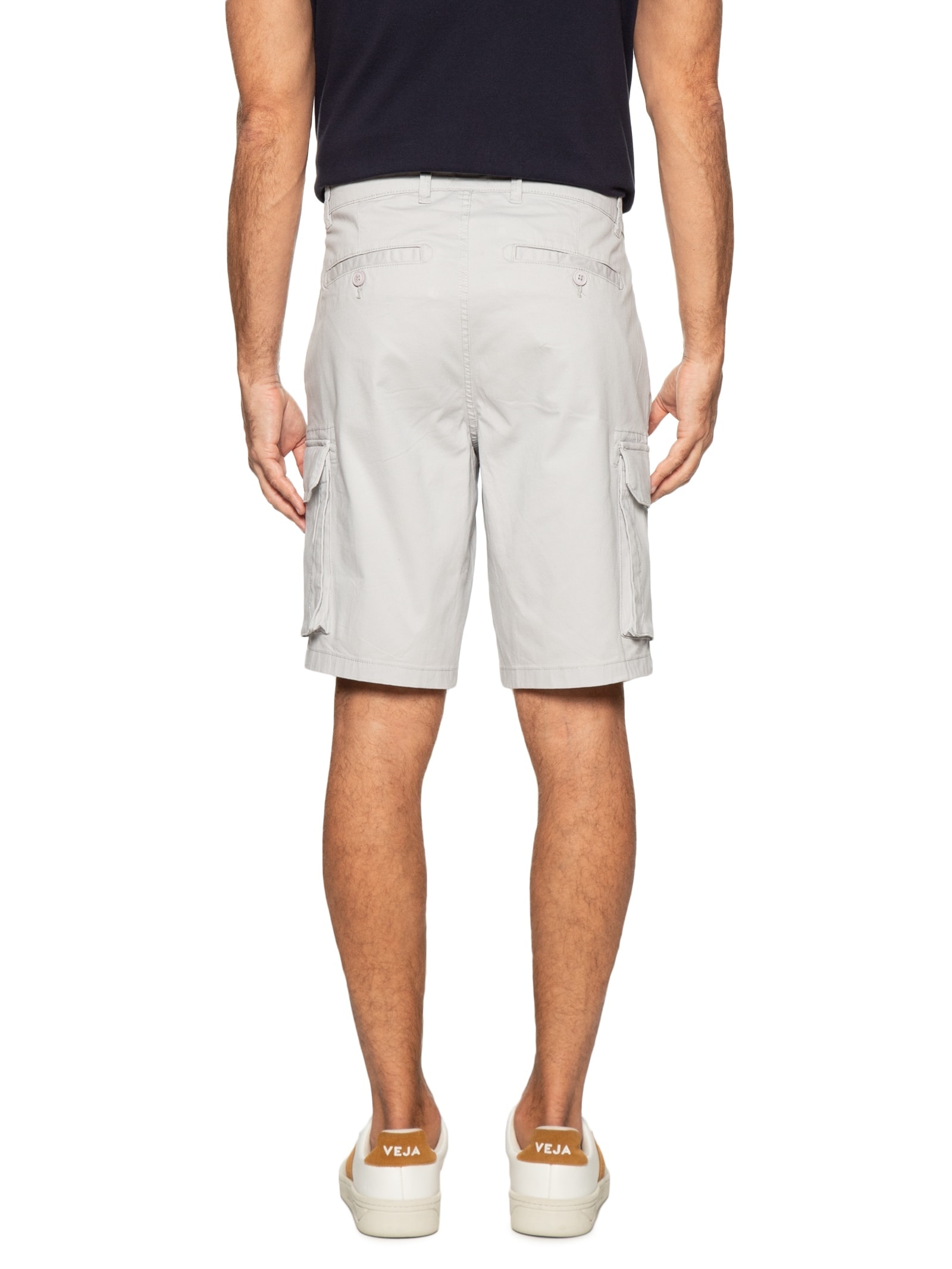 Bermuda Masculina Em Sarja Cargo Cinza Basiq Men