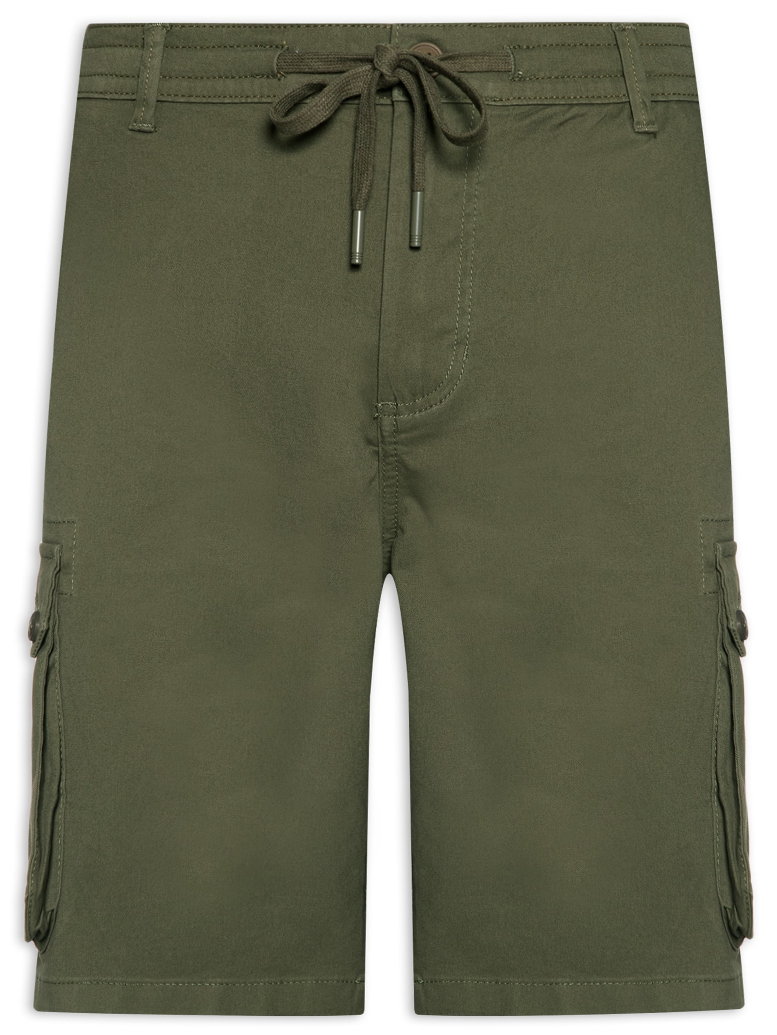Bermuda Masculina Em Sarja Cargo Verde Basiq Men
