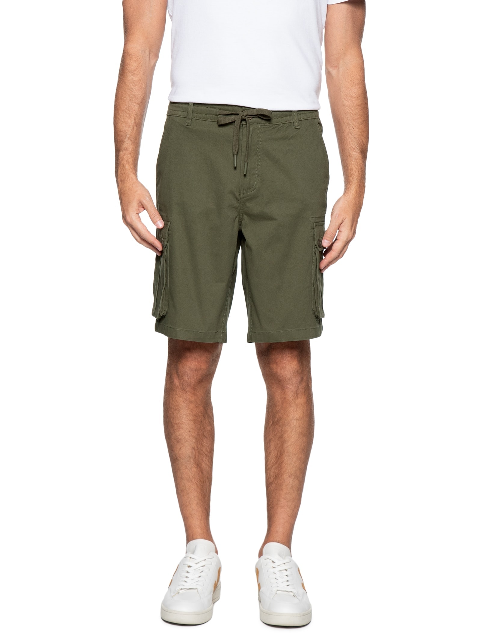 Bermuda Masculina Em Sarja Cargo Verde Basiq Men