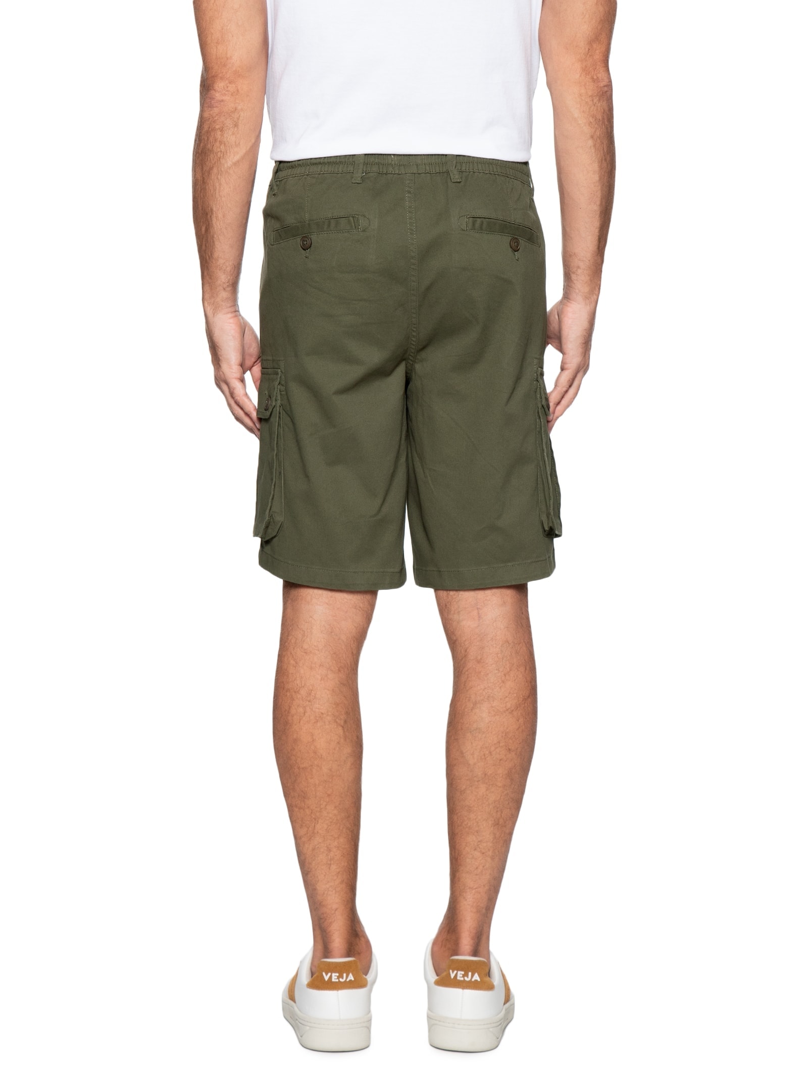 Bermuda Masculina Em Sarja Cargo Verde Basiq Men