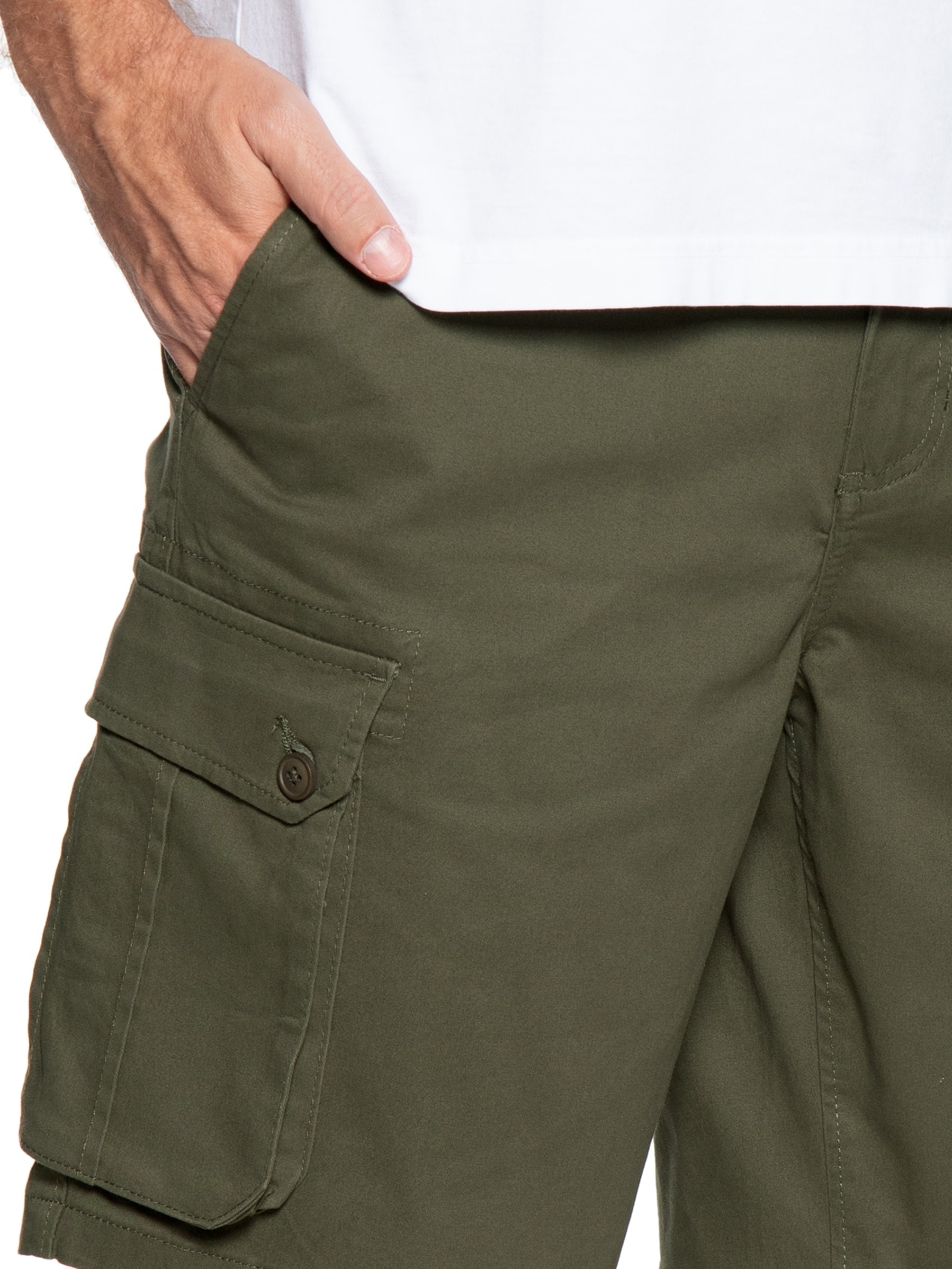 Bermuda Masculina Em Sarja Cargo Verde Basiq Men