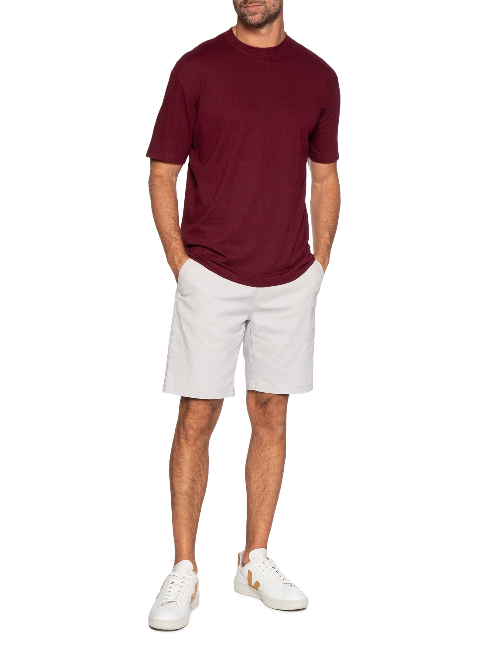 Bermuda Masculina Em Sarja Color Cinza Basiq Men