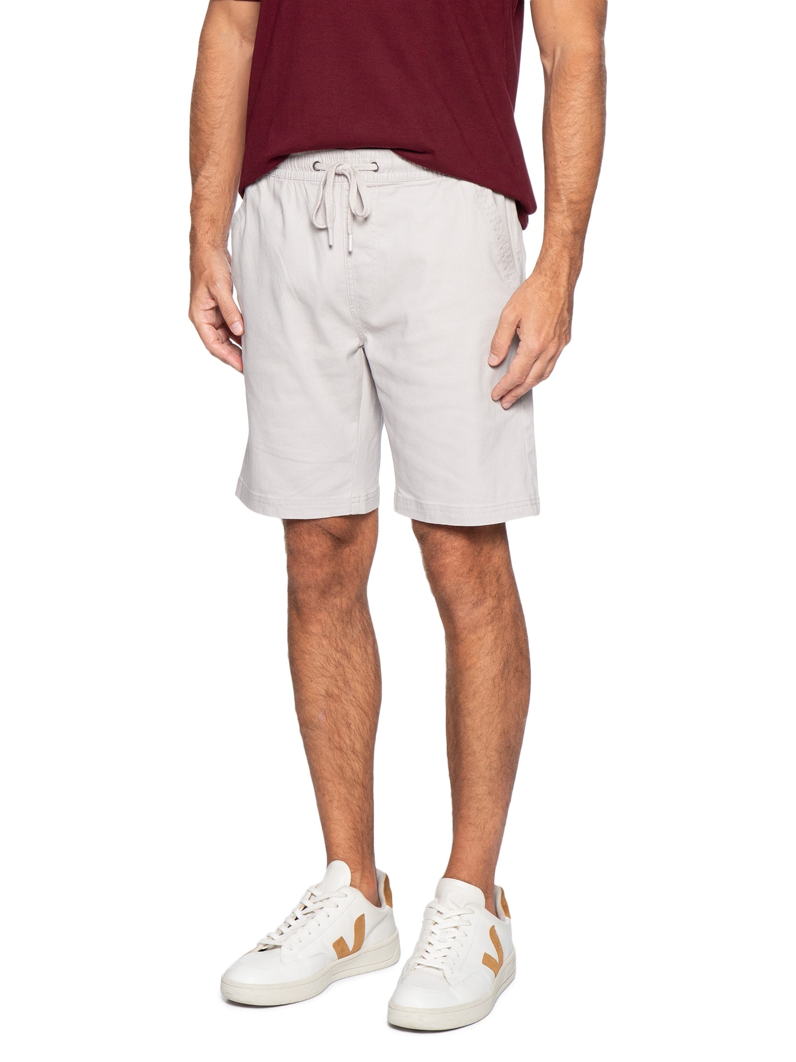 Bermuda Masculina Em Sarja Color Cinza Basiq Men