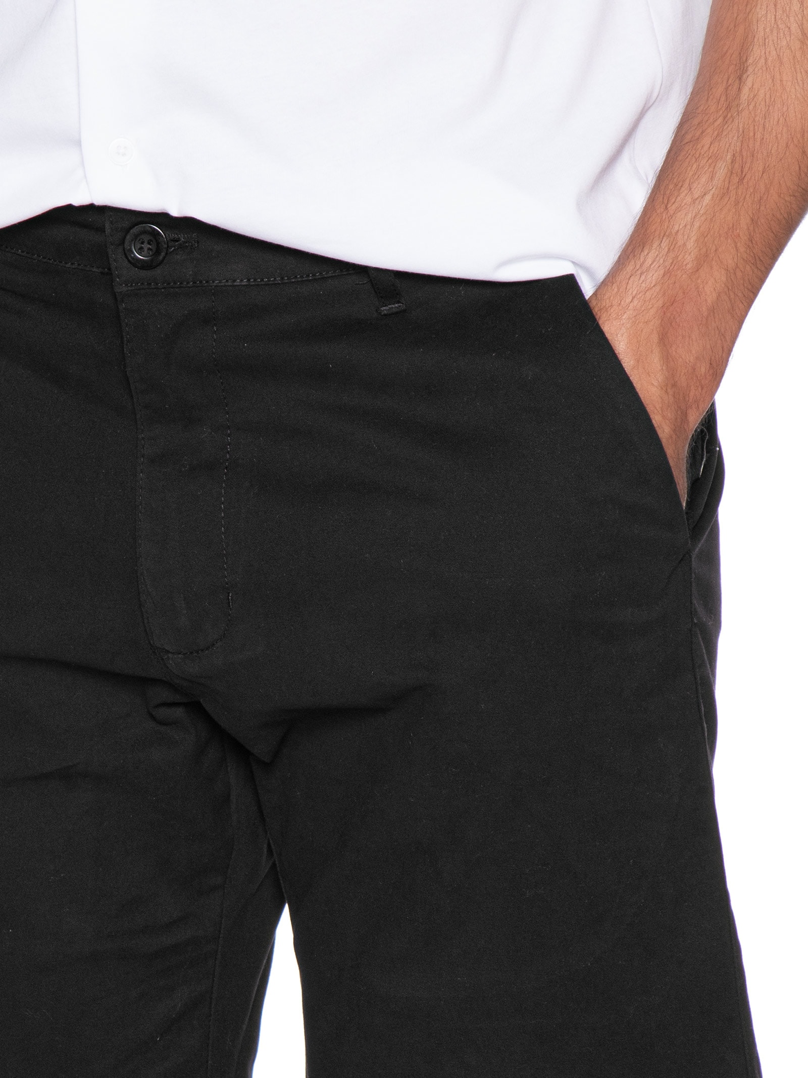 Bermuda Masculina Em Sarja Color Preto Basiq Men