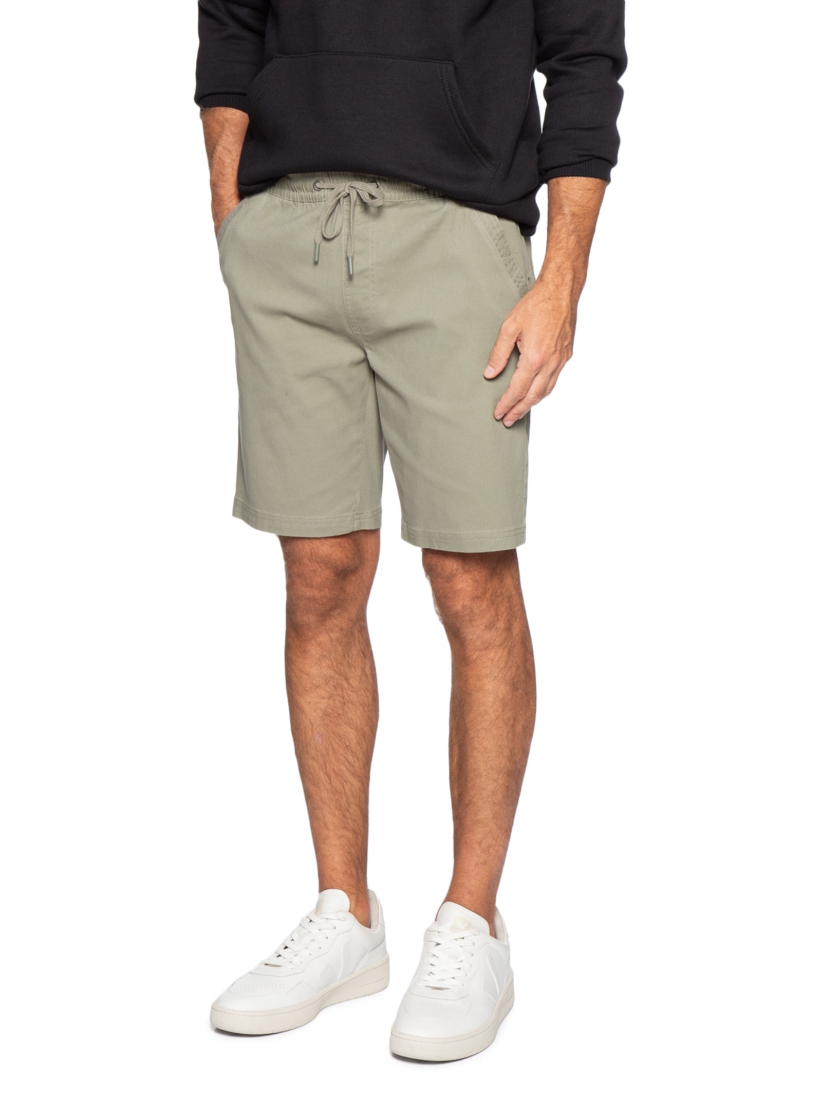 Bermuda Masculina Em Sarja Color Verde Basiq Men