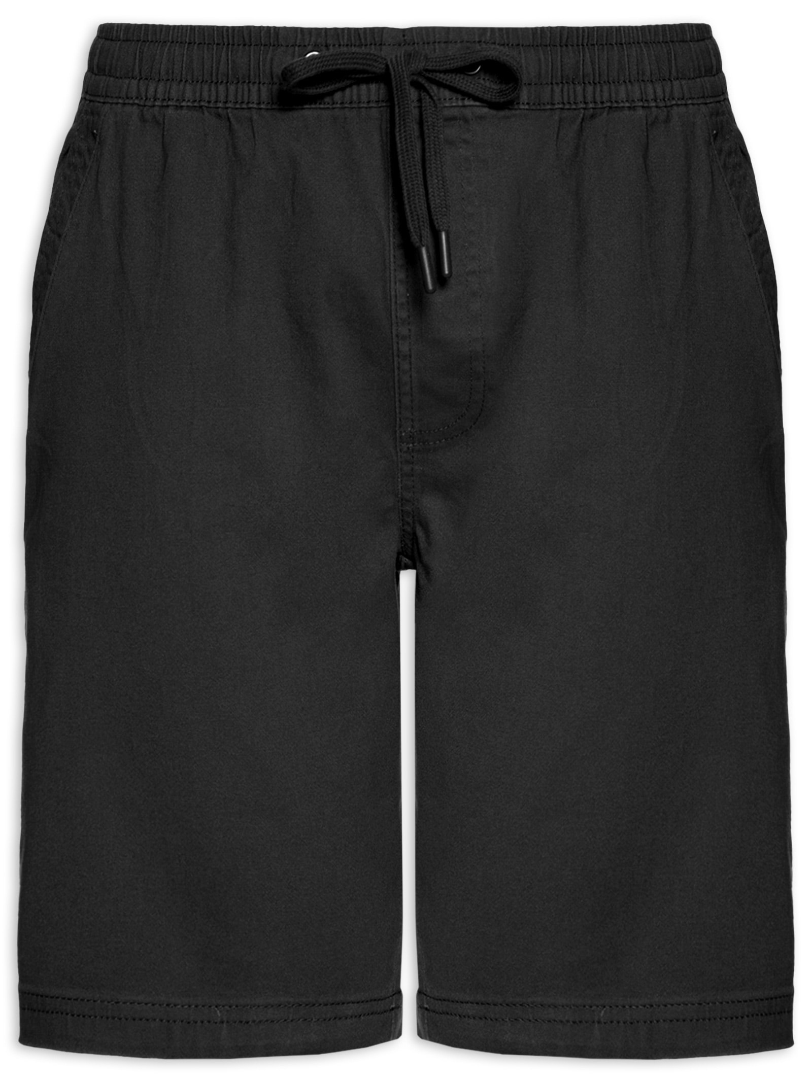 Bermuda Masculina em Sarja com Elástico Preto Basiq Men
