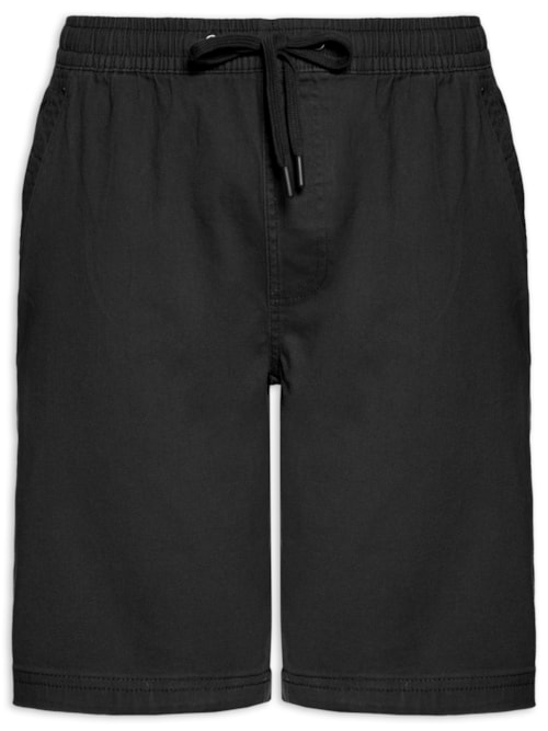 Bermuda Masculina em Sarja com Elástico – Preto