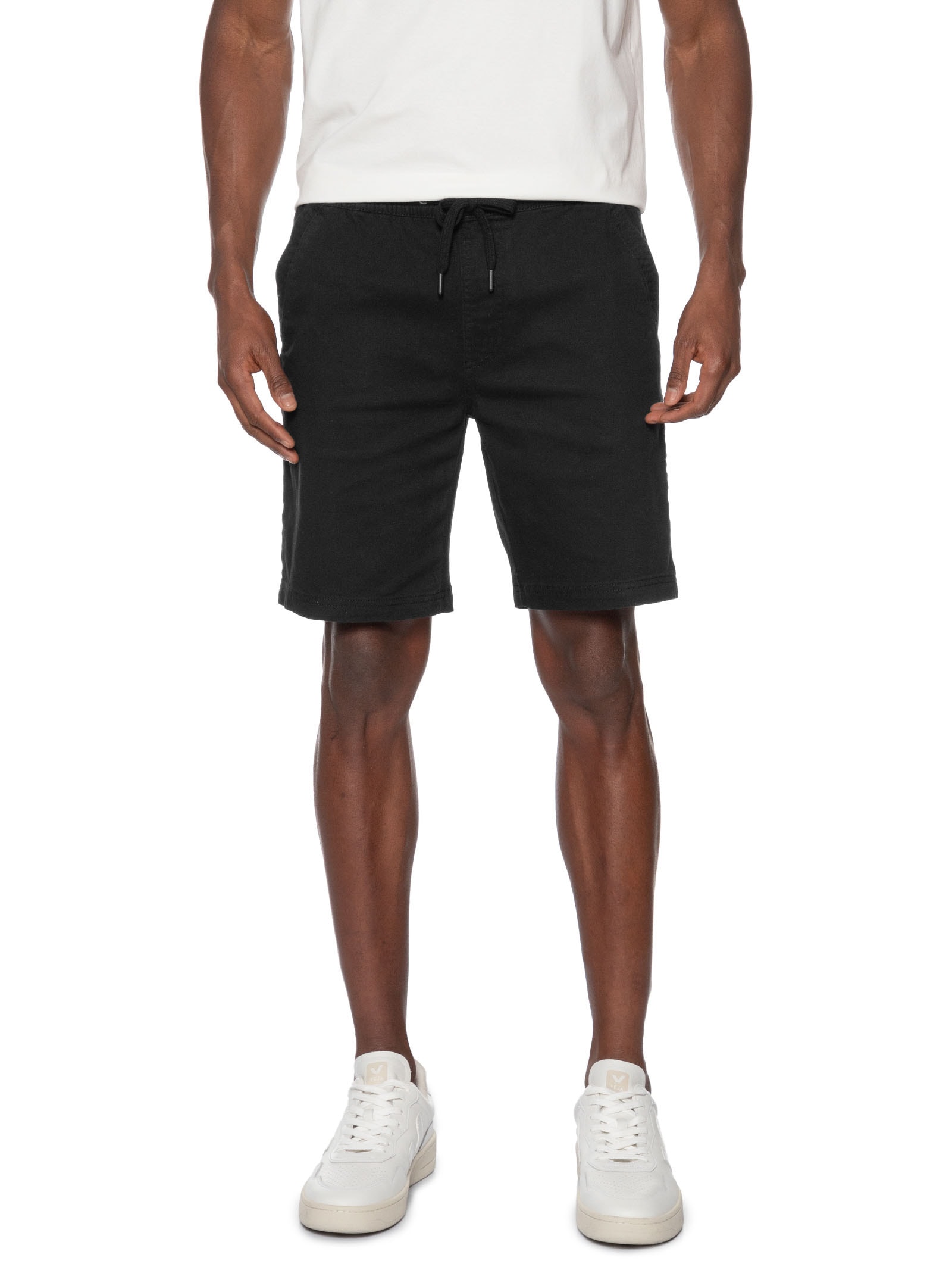 Bermuda Masculina em Sarja com Elástico Preto Basiq Men