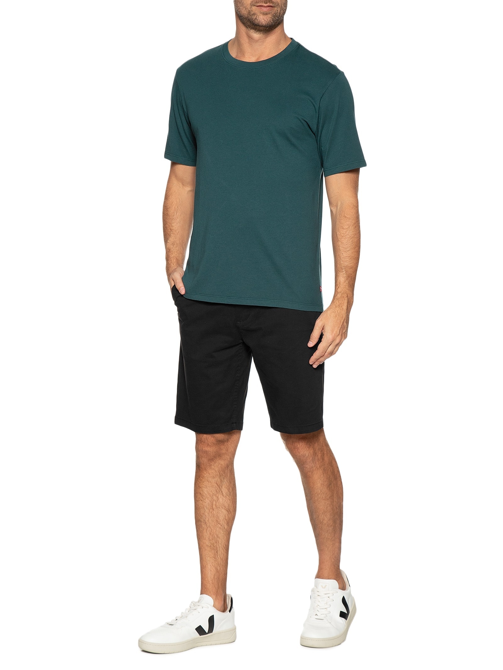 Bermuda Masculina Em Sarja Preto Basiq Men