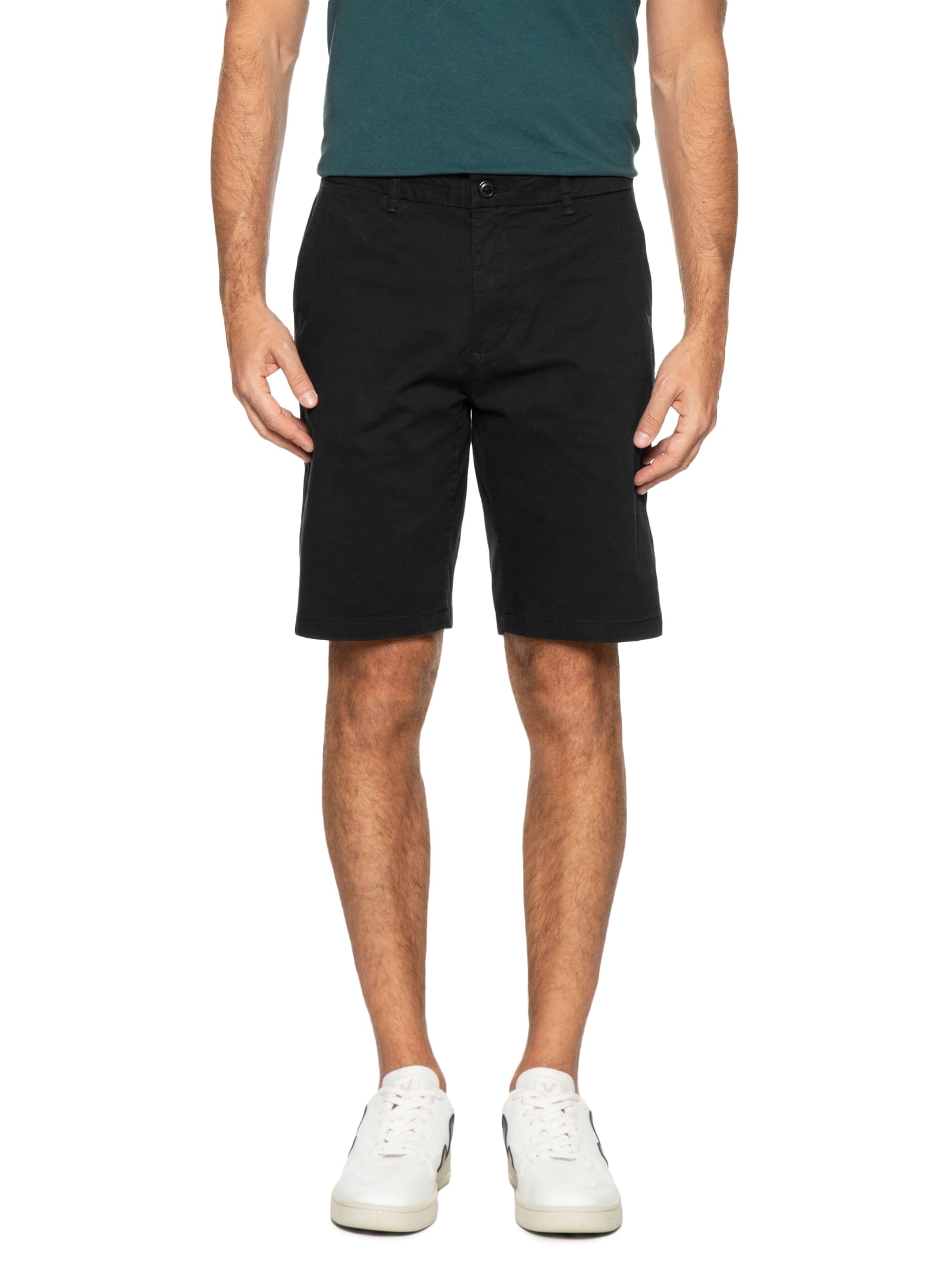 Bermuda Masculina Em Sarja Preto Basiq Men