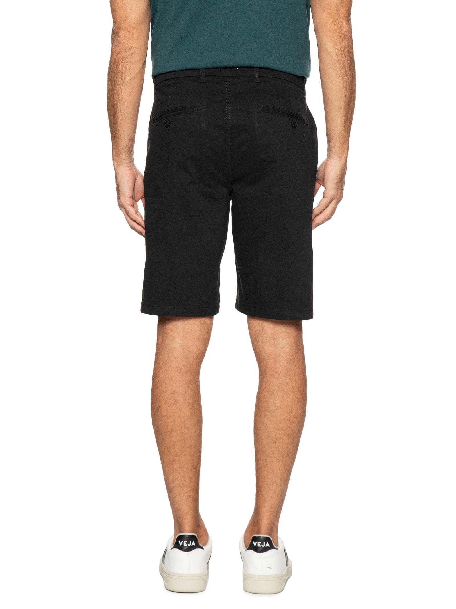 Bermuda Masculina Em Sarja Preto Basiq Men