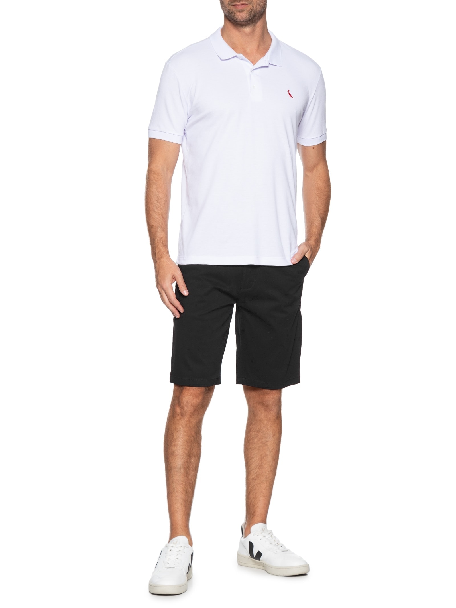 Bermuda Masculina Em Sarja Preto '2 Essential