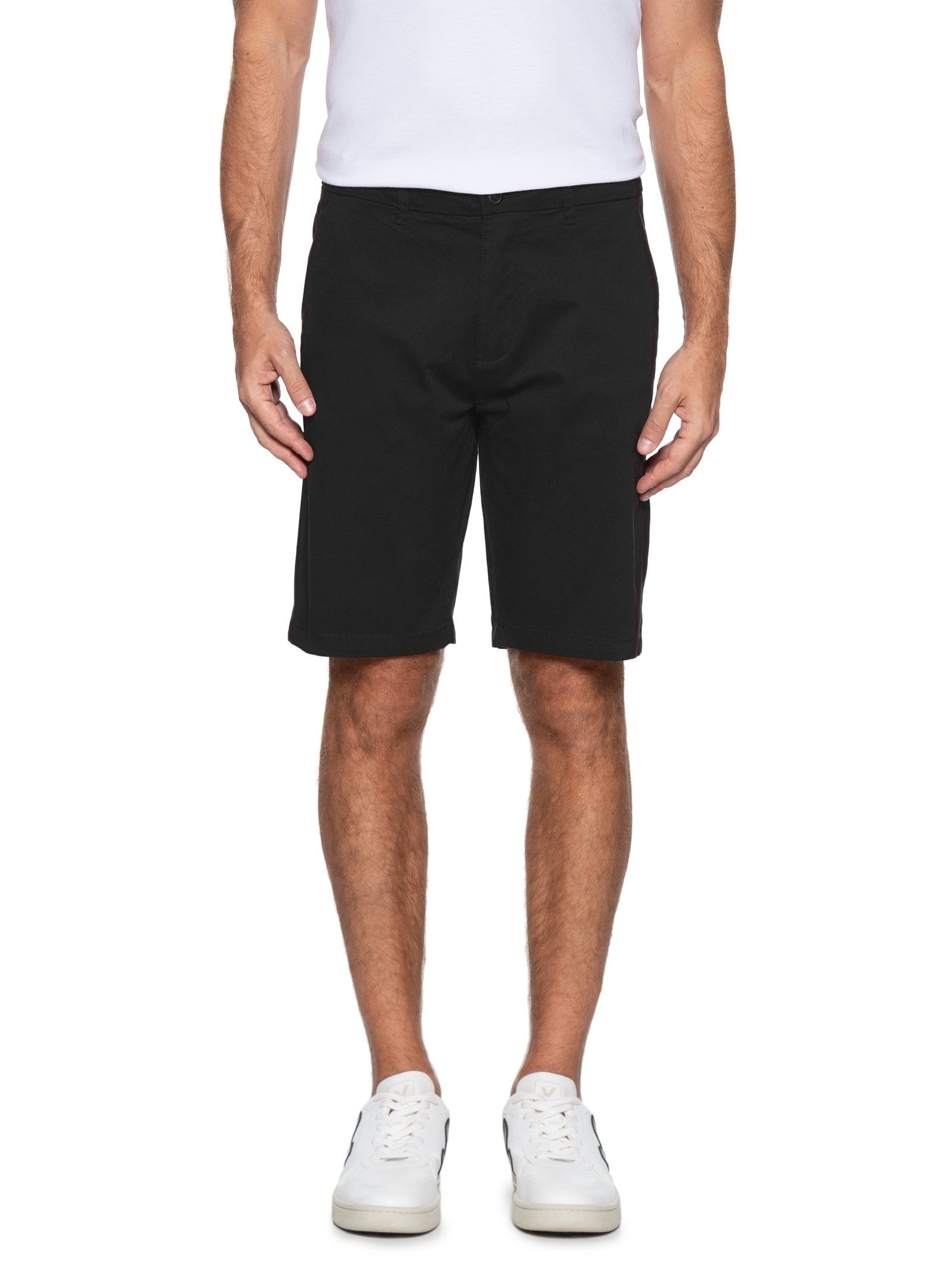 Bermuda Masculina Em Sarja Preto '2 Essential