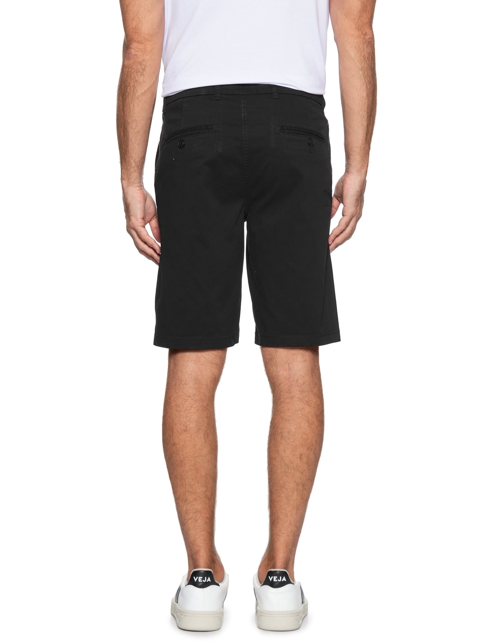 Bermuda Masculina Em Sarja Preto '2 Essential