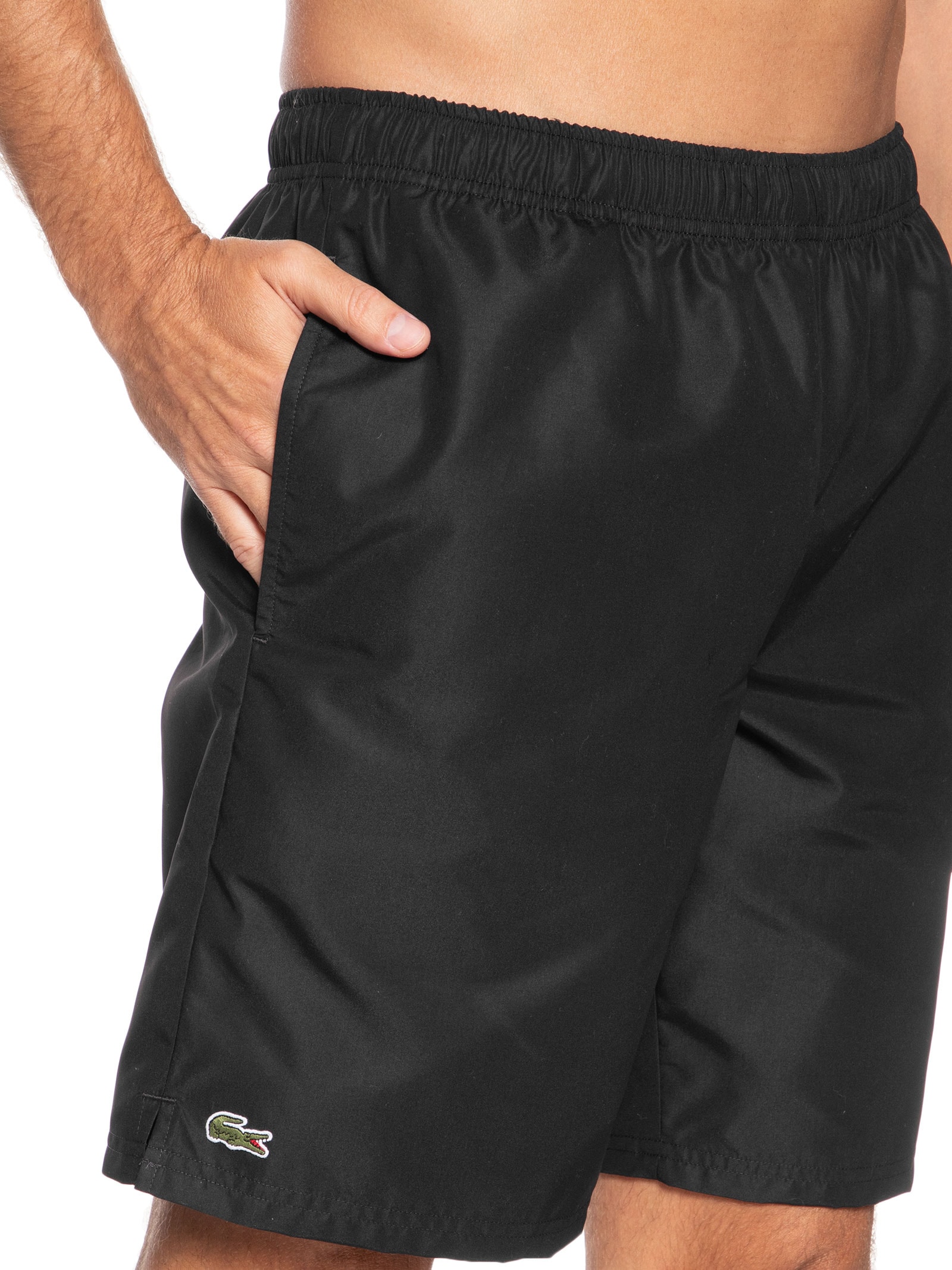 Bermuda Masculina Esportiva Cinura Ajustável Preto Lacoste