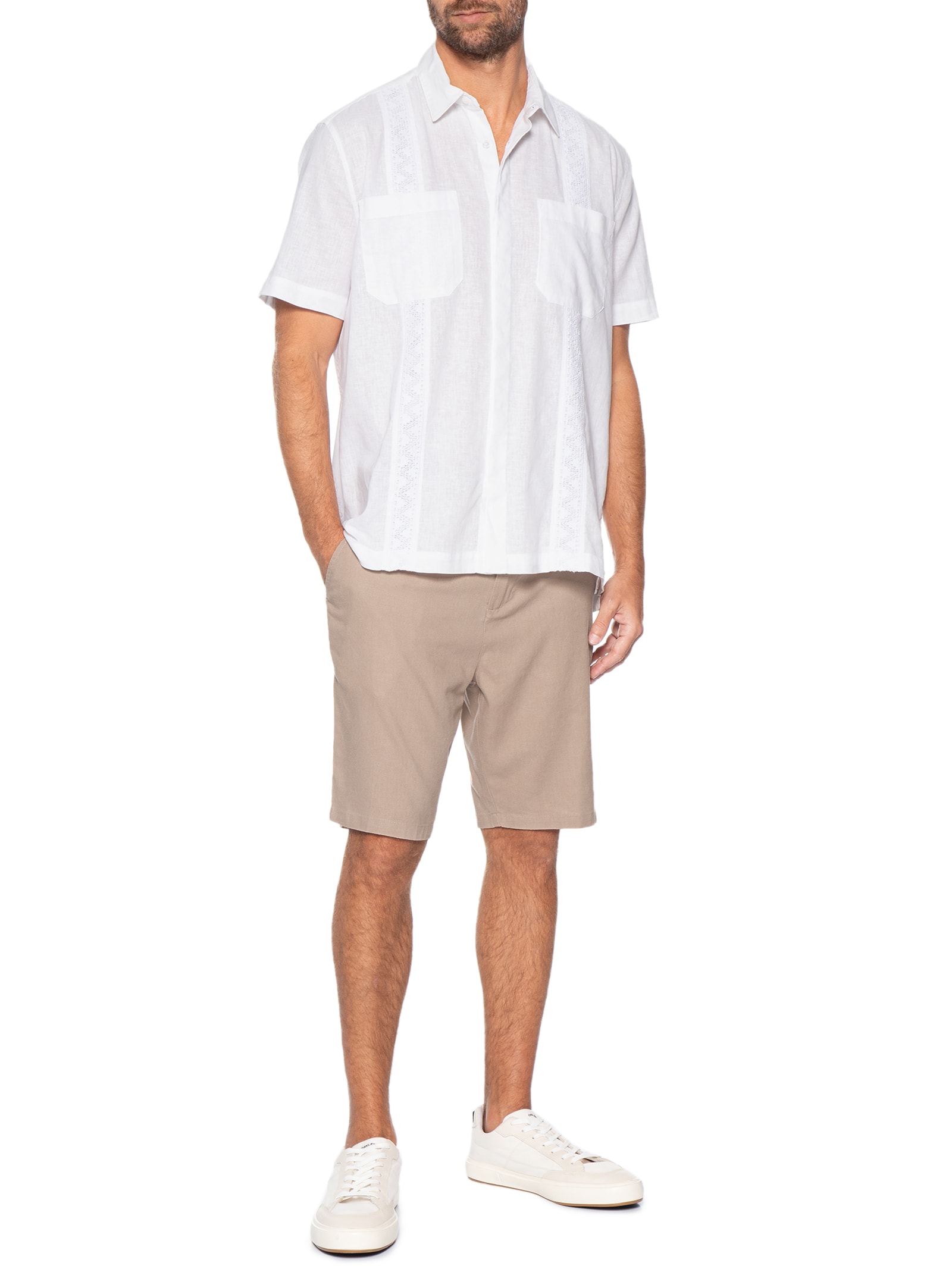 Bermuda Masculina Linho Basic Linen Bege Osklen
