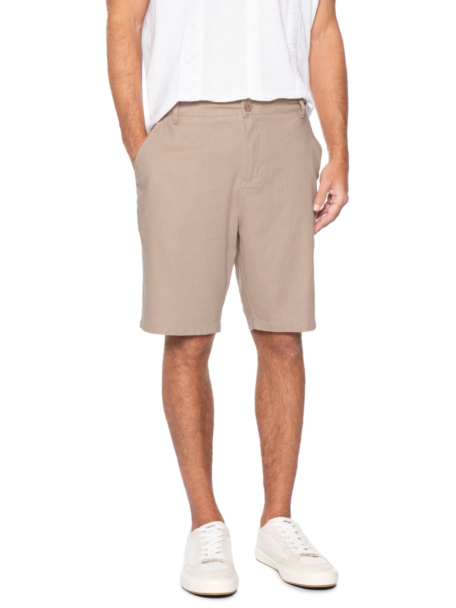 Bermuda Masculina Linho Basic Linen Bege Osklen