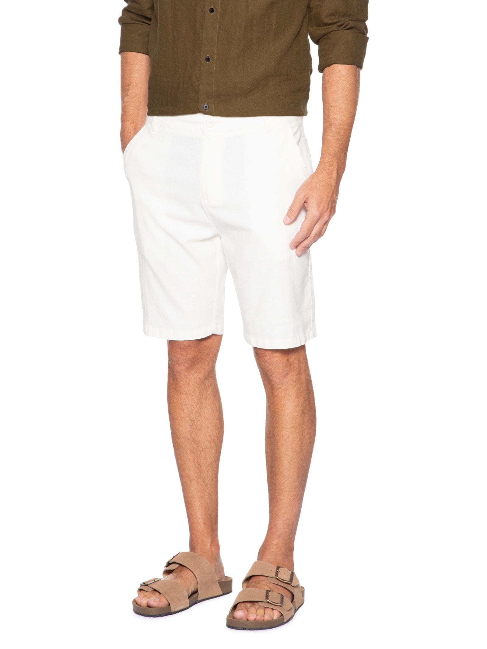 Bermuda Masculina Linho Basic Linen Branco Osklen
