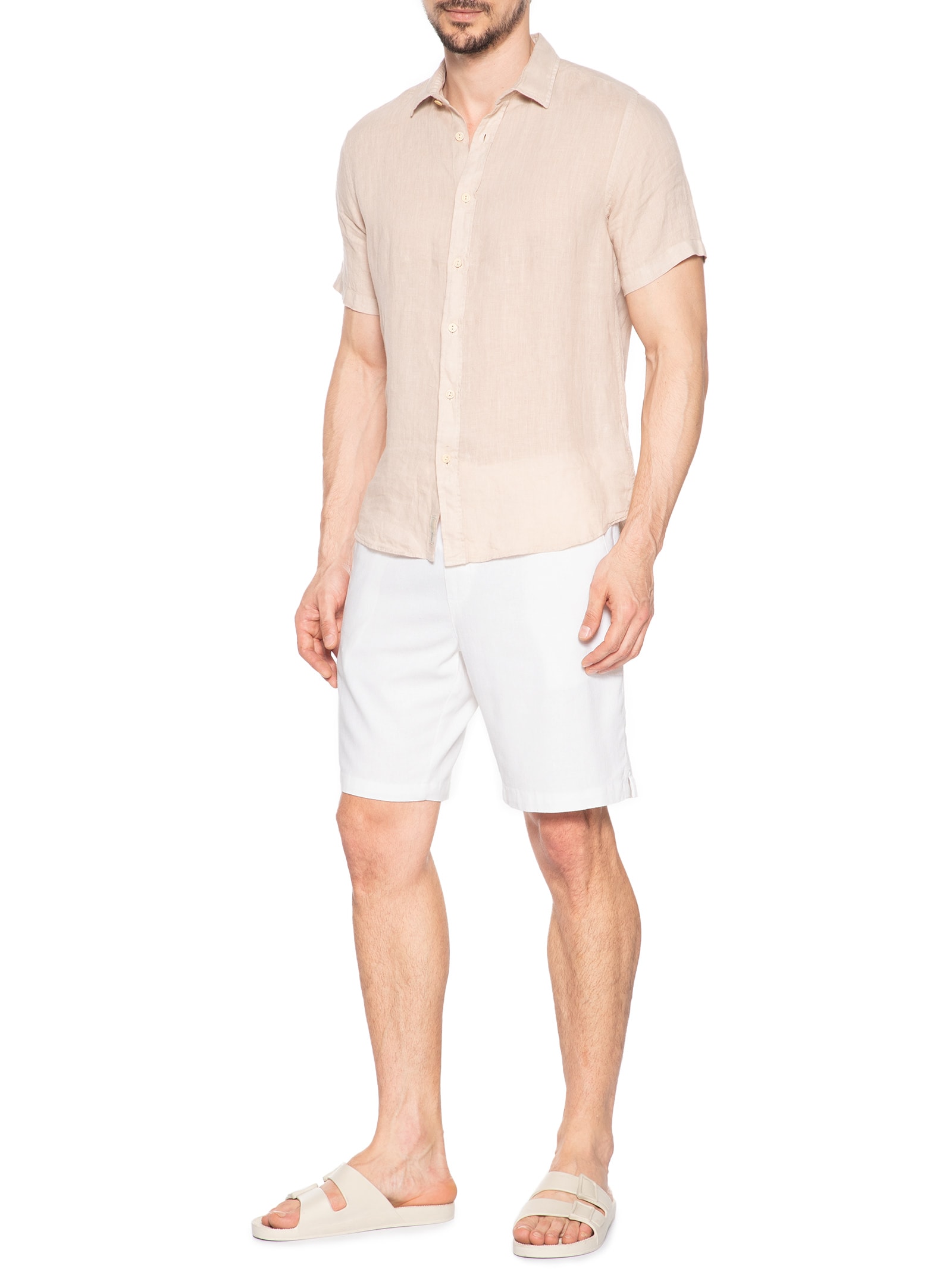 Bermuda Masculina Linho Com Cordão Off White Sergio K