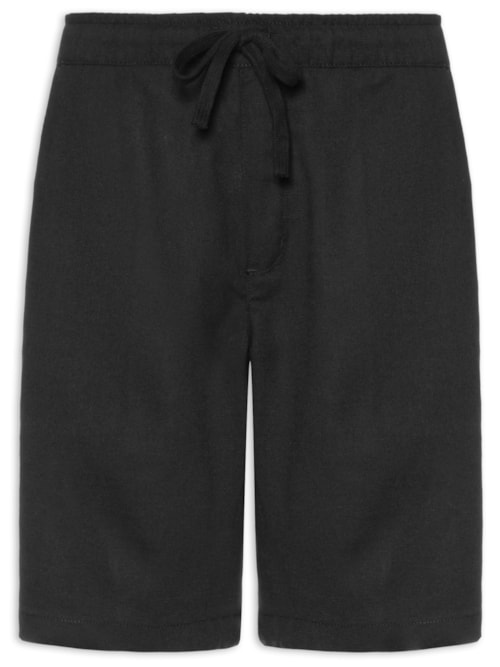 Bermuda Masculina Linho Com Cordão – Preto