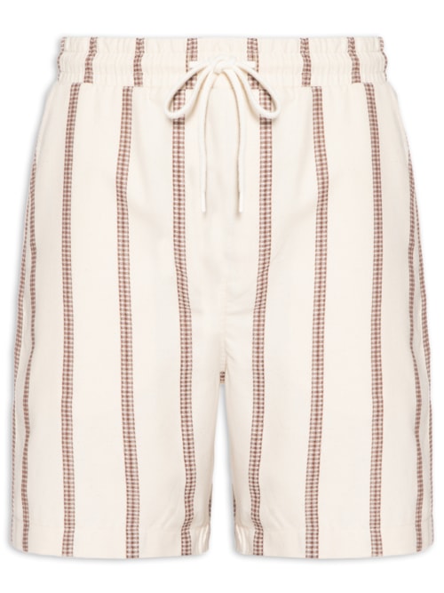 Bermuda Masculina Listrada Algodão – Bege