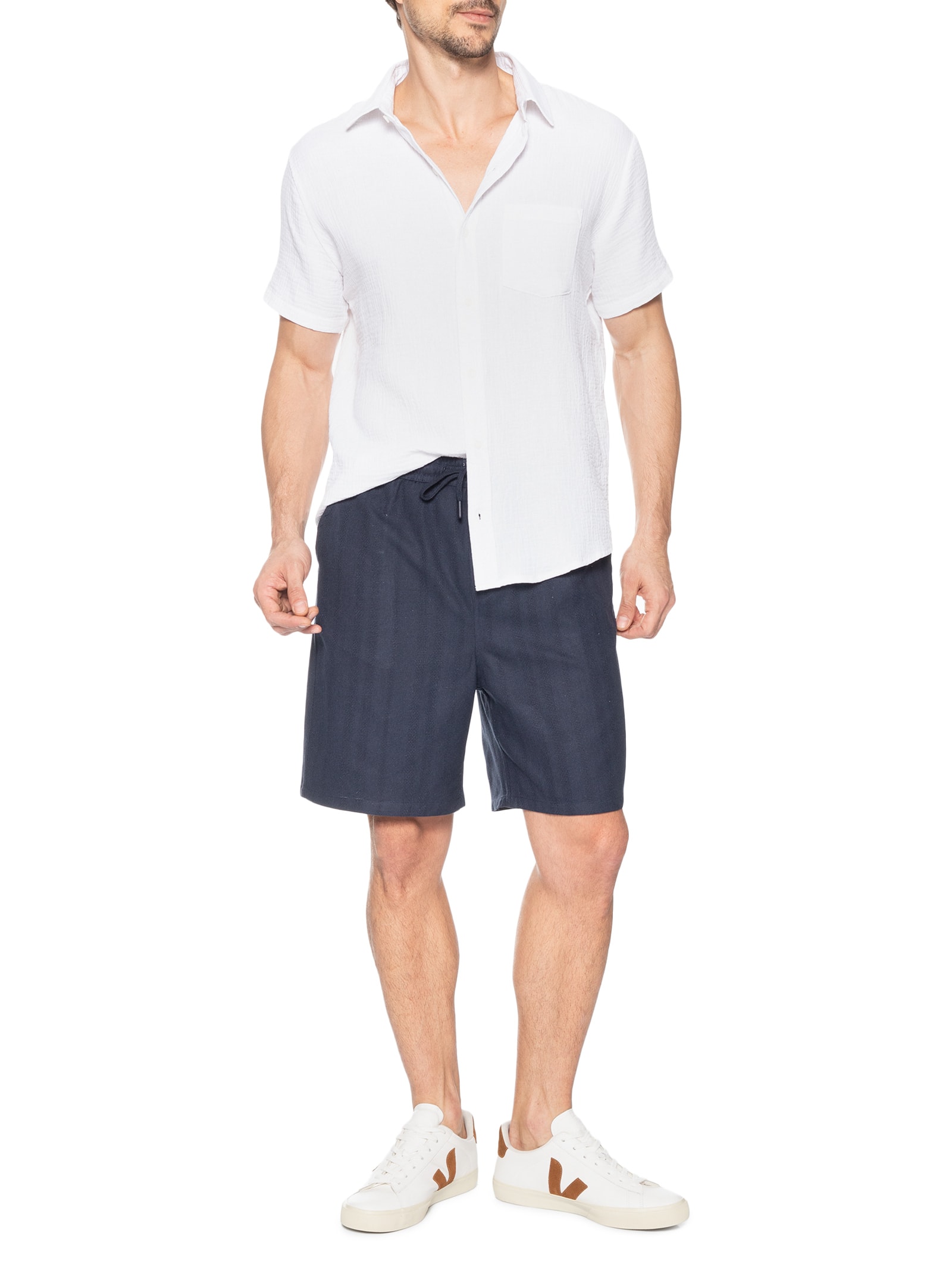 Bermuda Masculina Listrada Azul Basiq Men