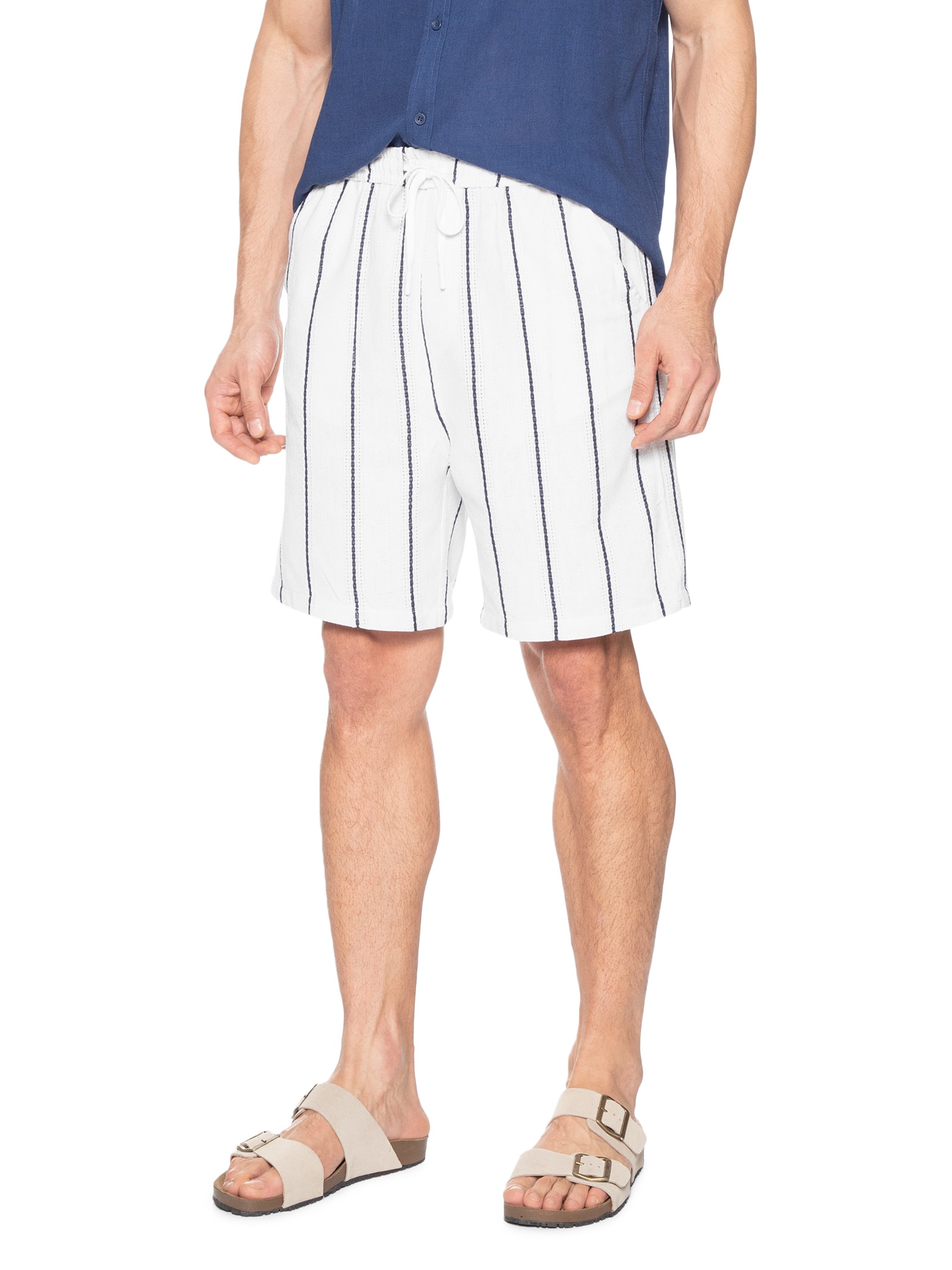 Bermuda Masculina Listrada Ocean Branco Basiq Men