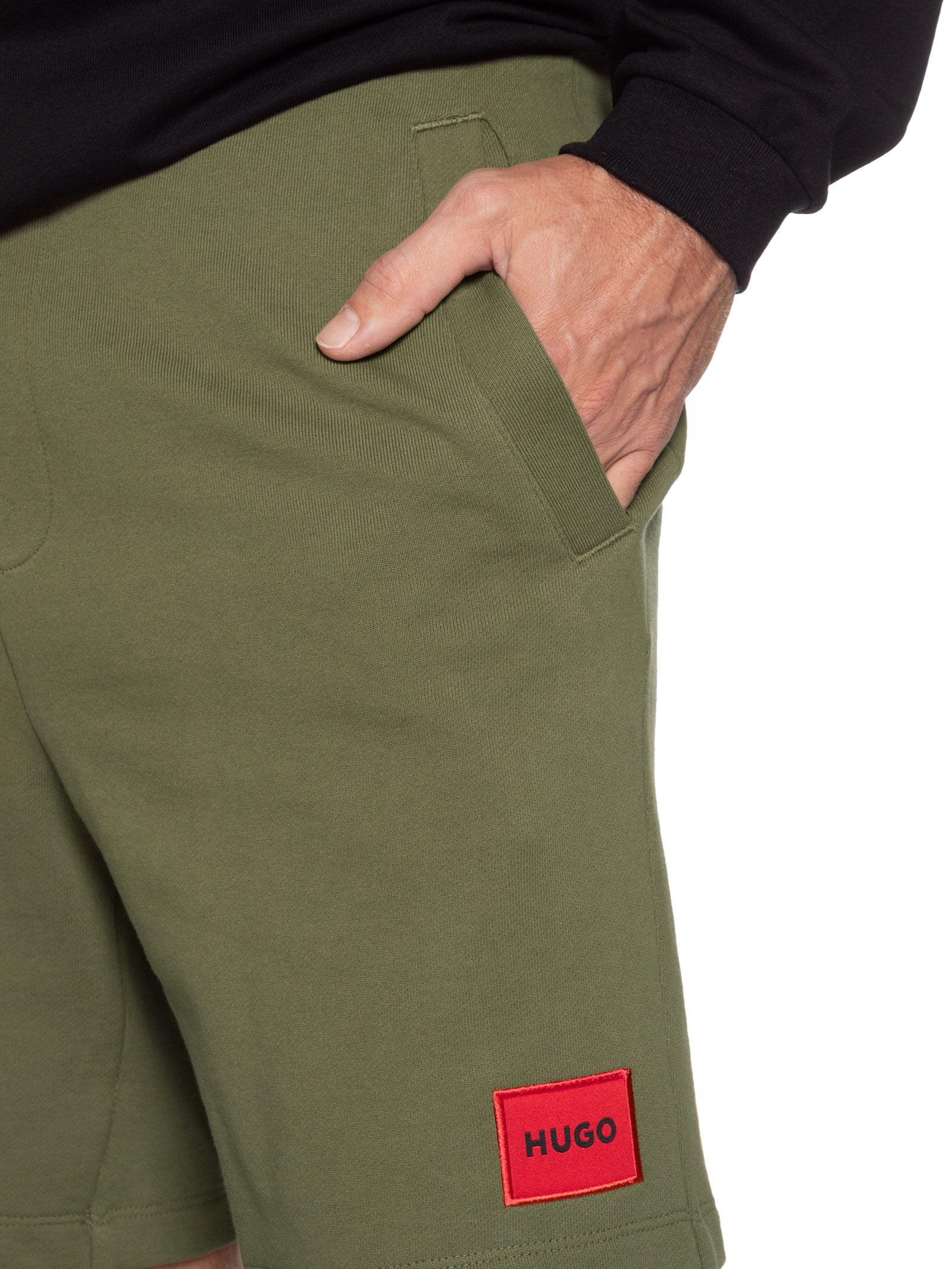 Bermuda Masculina Logo-Label Cotton Terry Verde Hugo