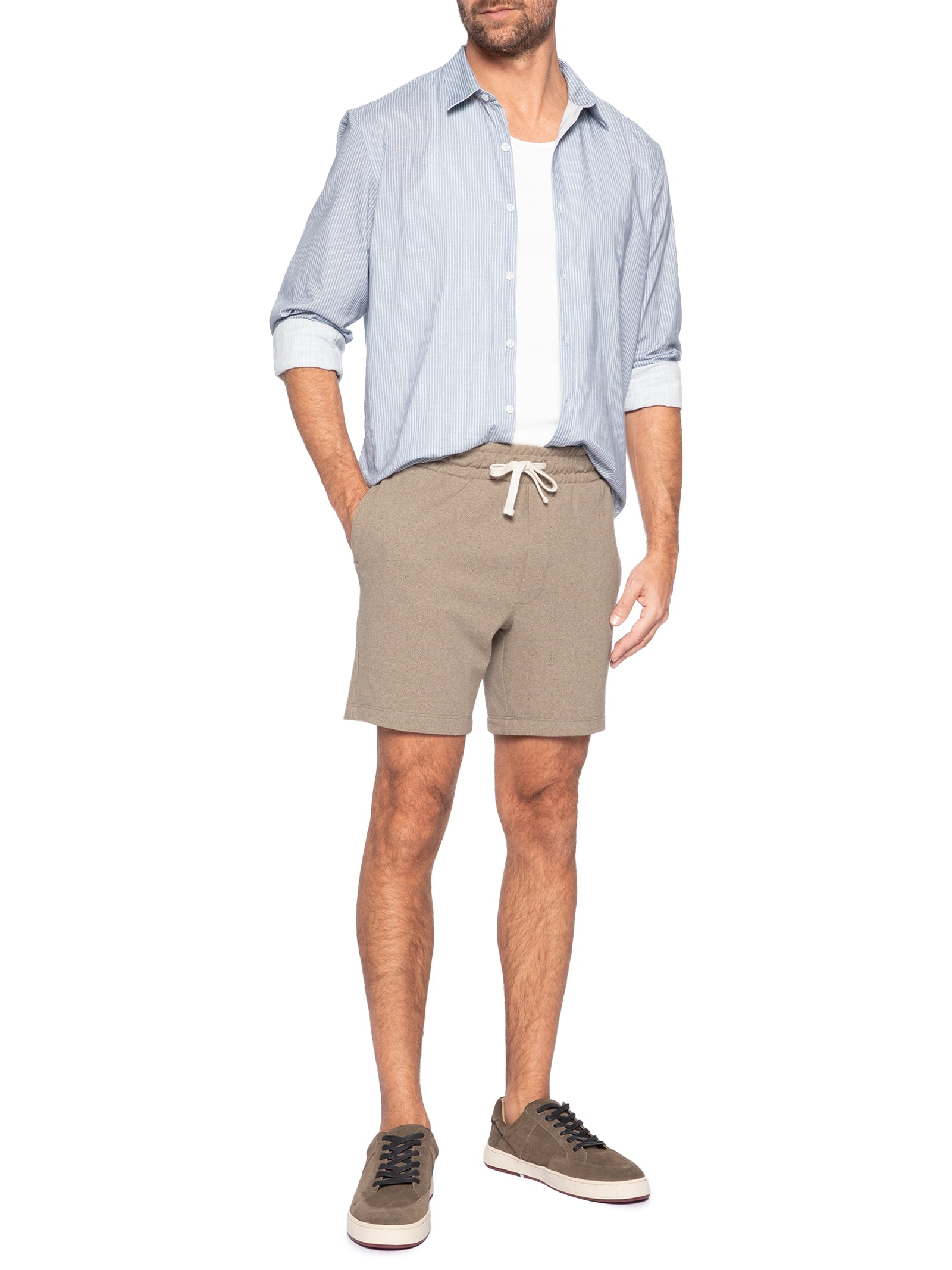 Bermuda Masculina Malha Eco Marrom Foxton