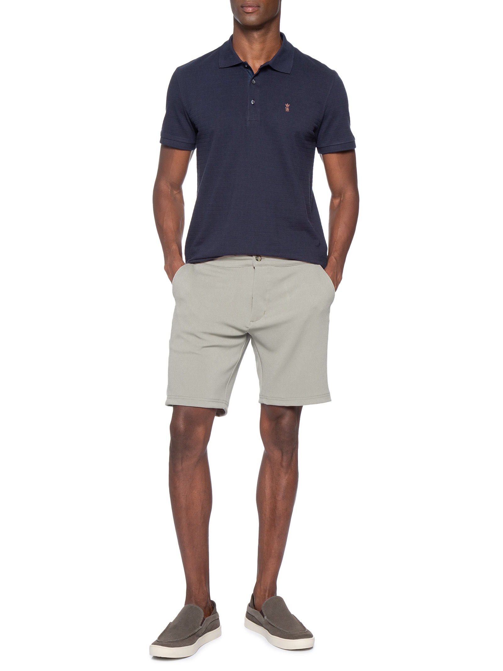 Bermuda Masculina Malha Fivela Lateral Bege Sergio K