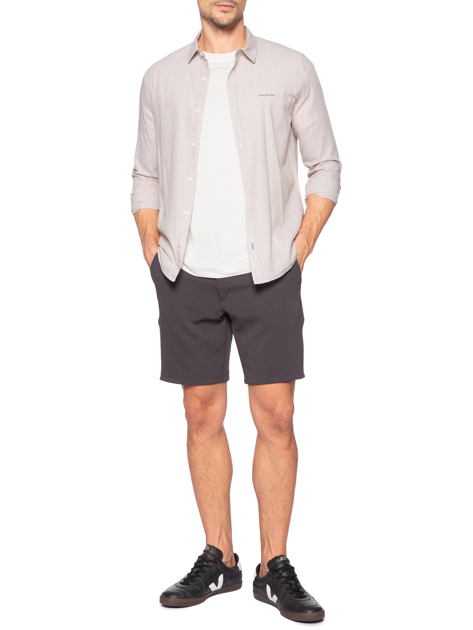 Bermuda Masculina Malha Fivela Lateral Marrom Sergio K