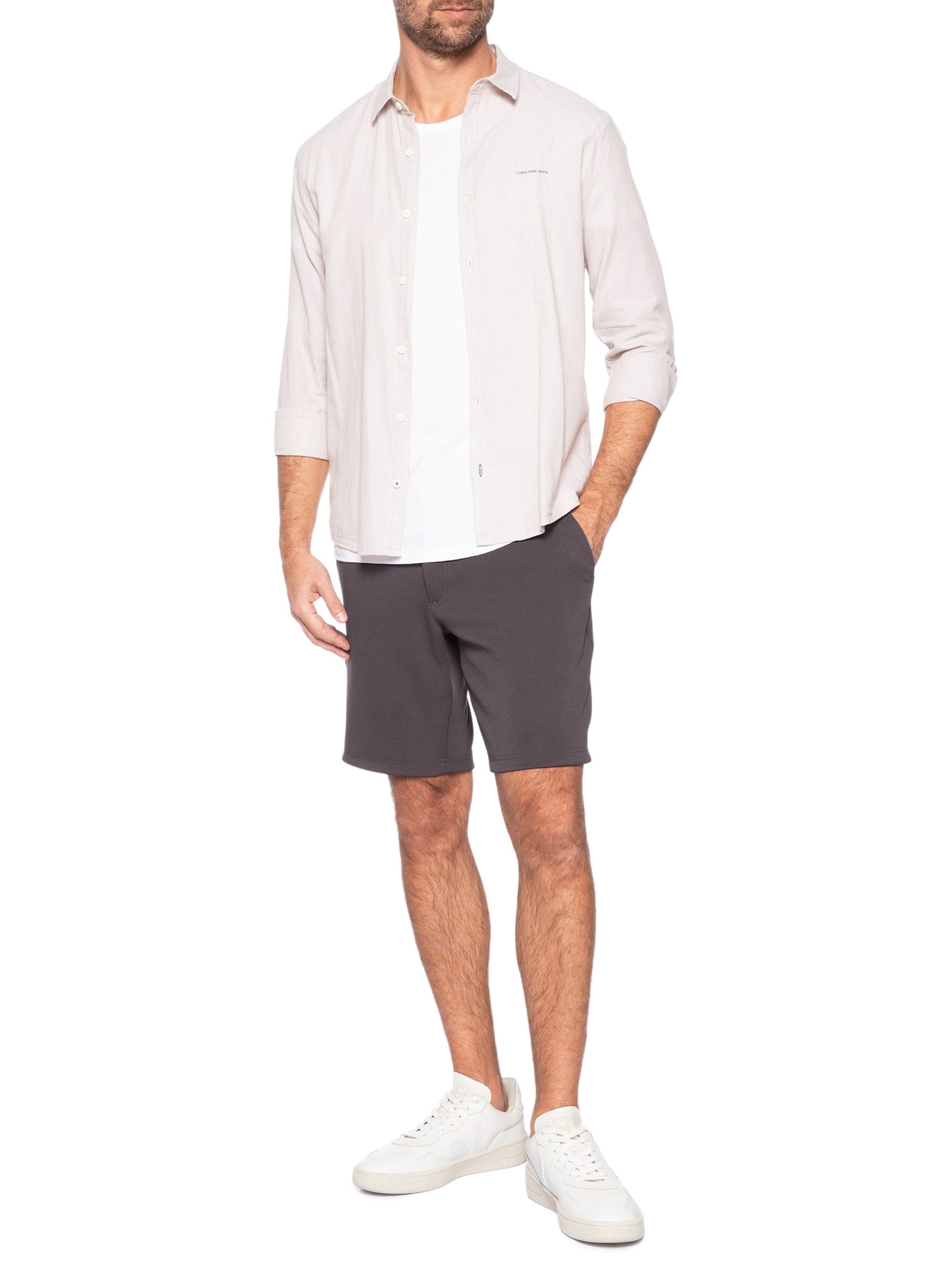 Bermuda Masculina Malha Fivela Lateral Marrom Sergio K