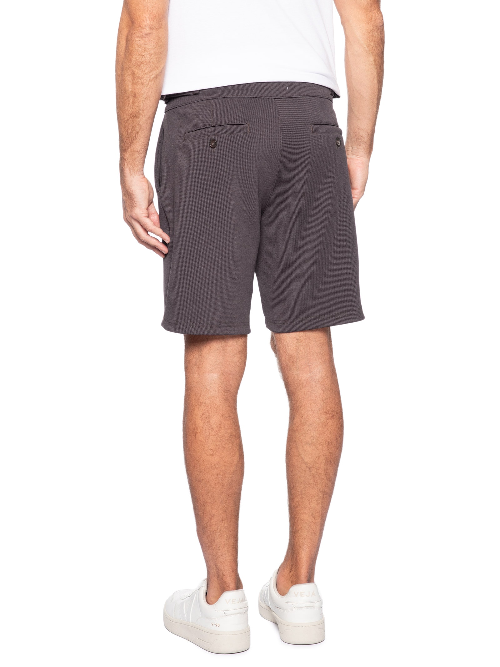 Bermuda Masculina Malha Fivela Lateral Marrom Sergio K