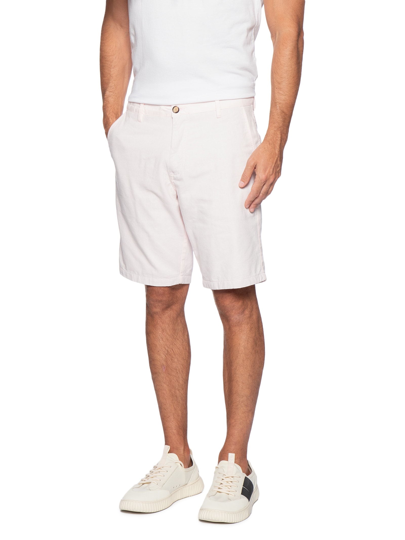 Bermuda Masculina Malha Oxford Rosa Reserva