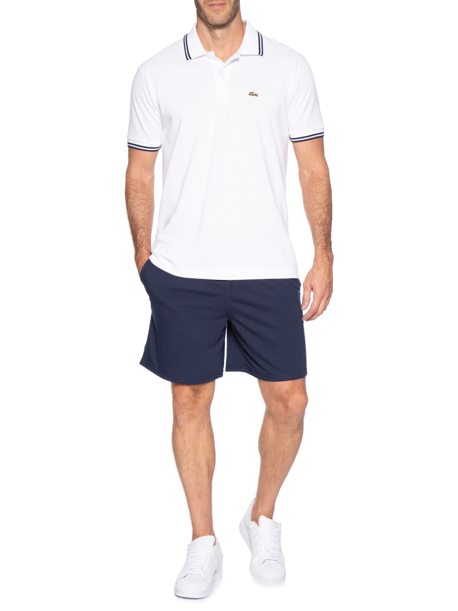 Bermuda Masculina Moletinho com Elástico – Azul Basiq Men