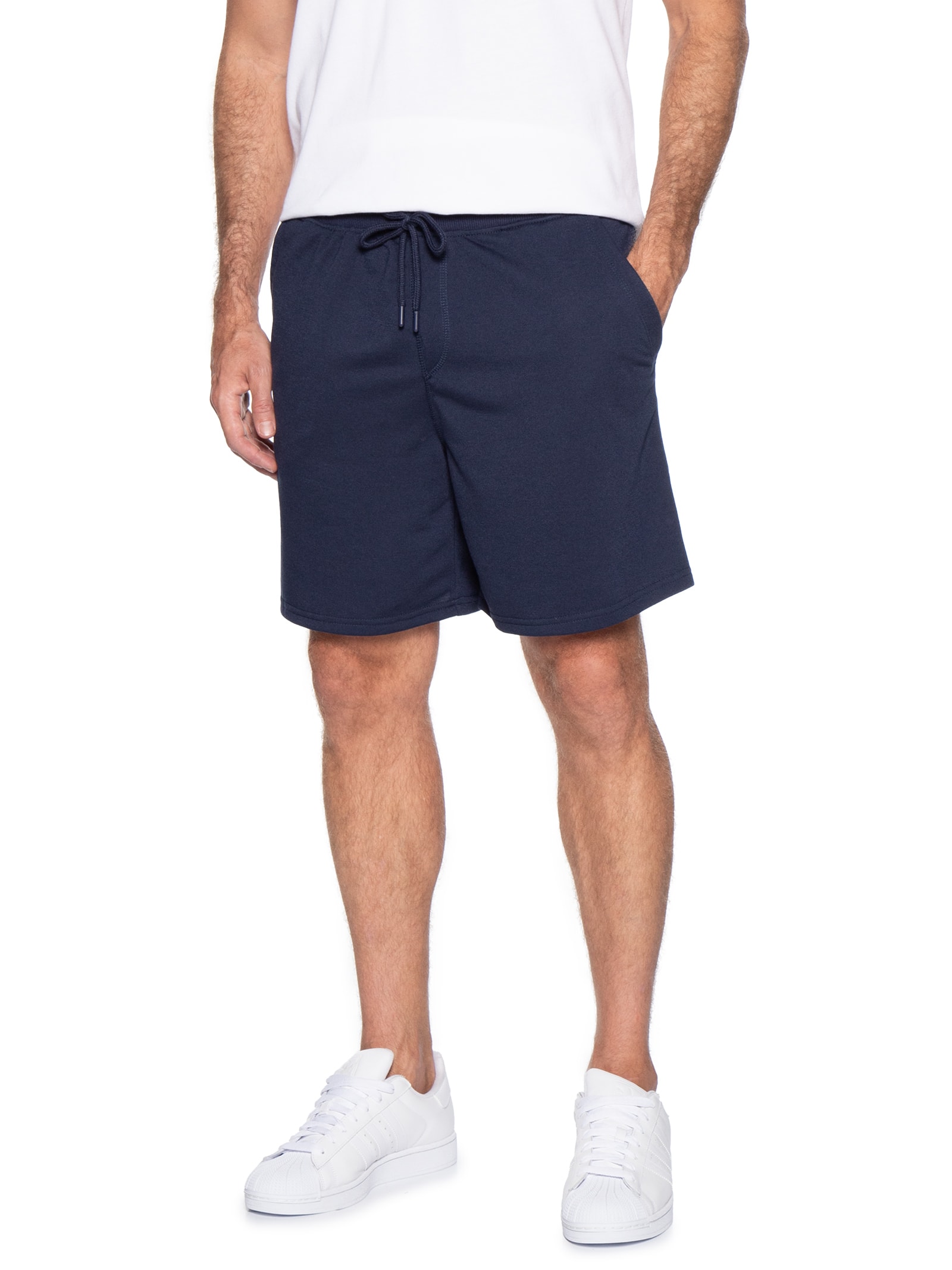 Bermuda Masculina Moletinho com Elástico – Azul Basiq Men