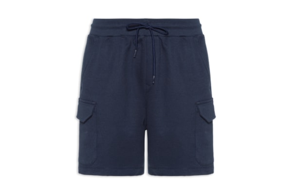 Bermuda Masculina Moletom Cargo - Azul