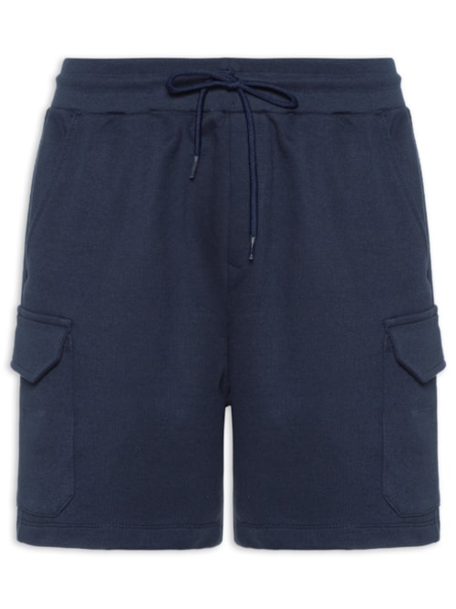 Bermuda Masculina Moletom Cargo – Azul