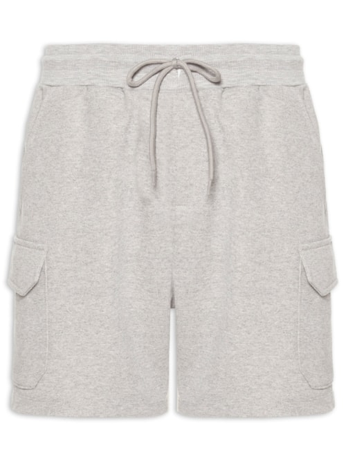 Bermuda Masculina Moletom Cargo – Cinza