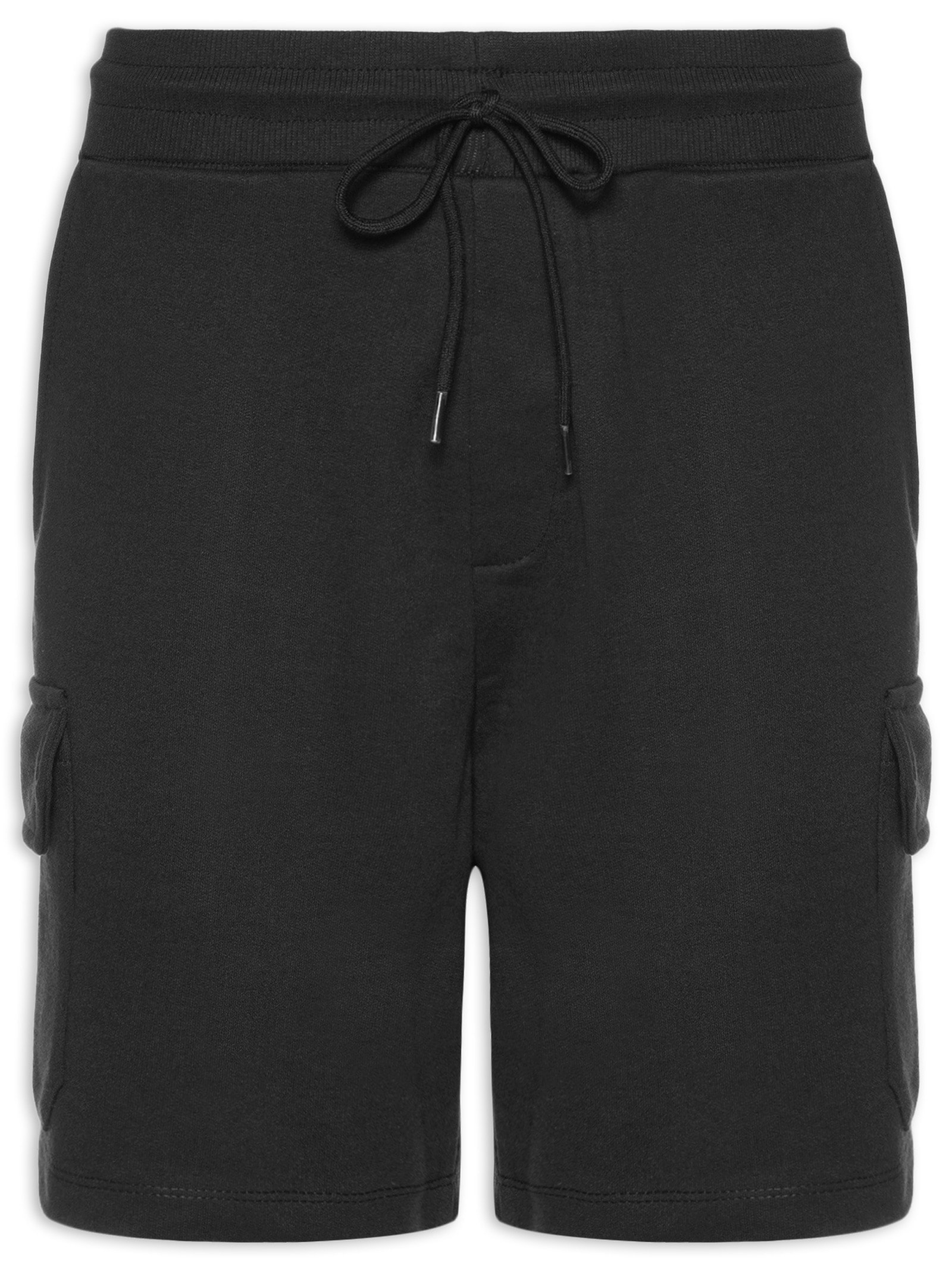 Bermuda Masculina Moletom Cargo Preto Basiq Men